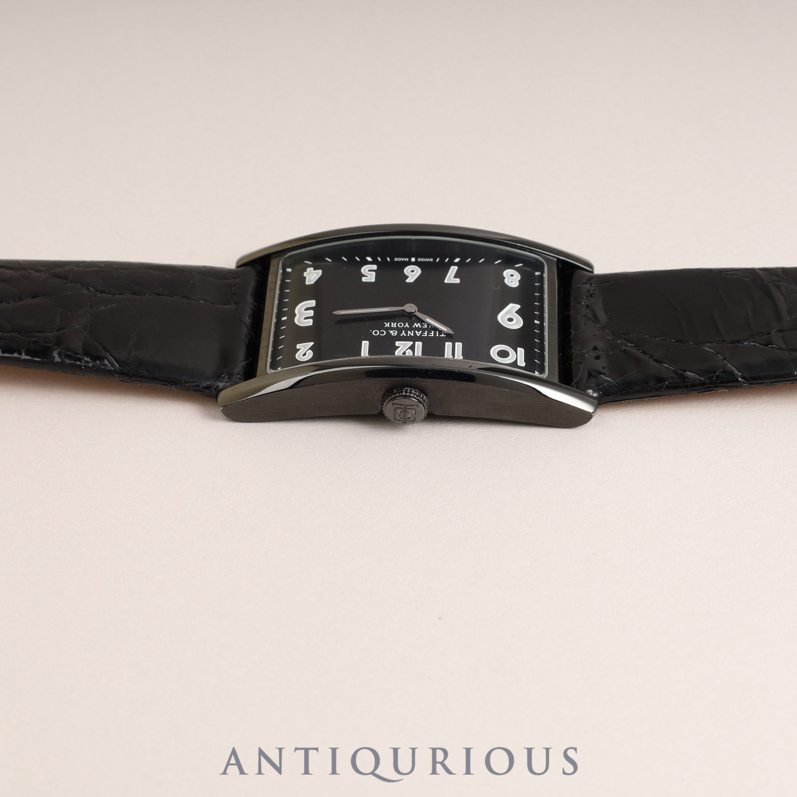 Tiffany East West 37447129 Quartz SS Leather Genuine Buckle (SS) Black Arabic Dial Box Instruction Manual
