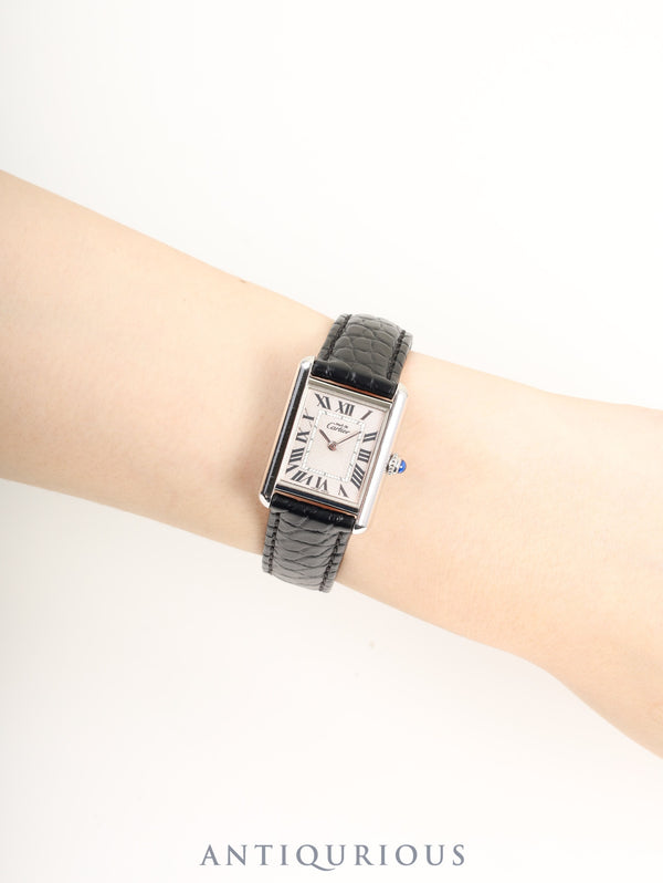 カルティエ マストタンク MM W1016130 / 2416 クォーツ Cal.057 SV925 革 純正Dバックル(SS) ピンクローマン(クリスマス限定)文字盤(SWISS MADE表記) オーバーホール済み