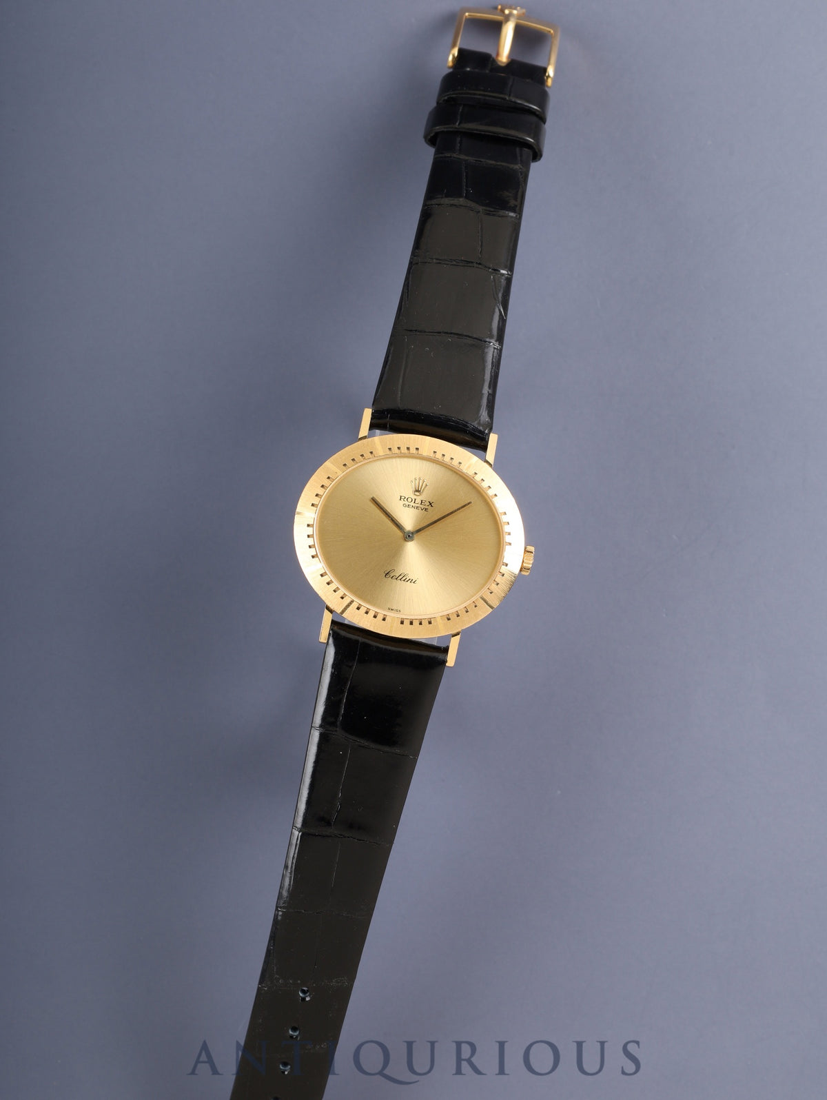 Rolex Cellini 4083 Manual Winding Caliber 1602 750YG Leather Watch with Genuine Pin Buckle (GP) Champagne Dial W Series (1994-1995) Overhauled