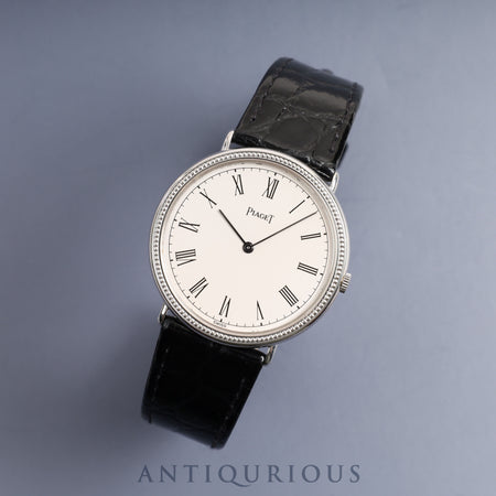 Piaget Round 90239 Manual winding Cal.9P2 WG Leather Genuine buckle (750) White dial Overhauled
