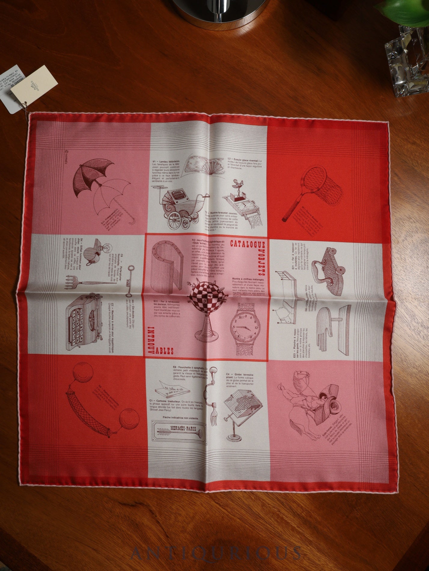 エルメス スカーフ カレ45 見つからない道具たち SILK100% タグ