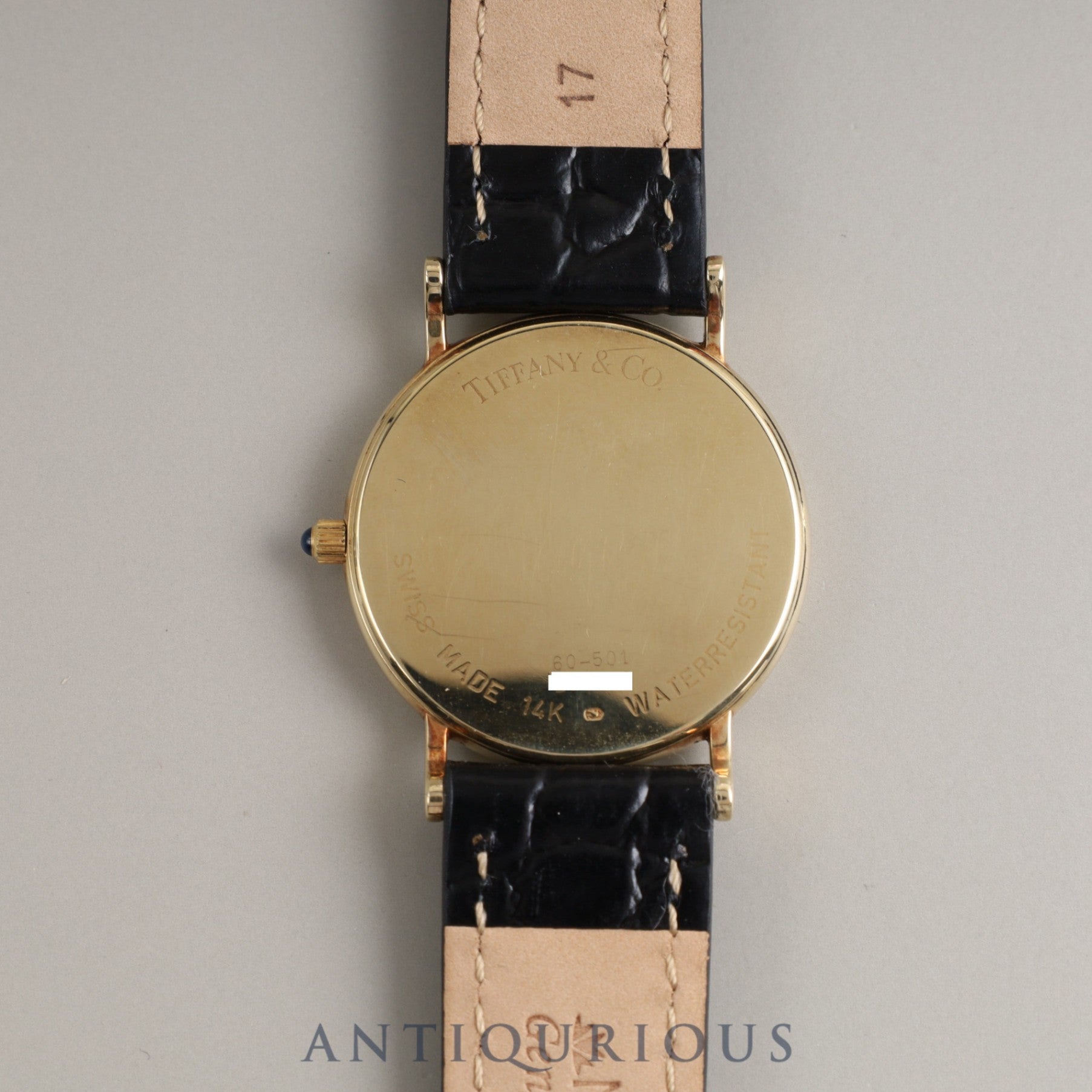 Tiffany Round Classic 60-501 Quartz 14KYG Leather Genuine Buckle (GP) Gold Dial Box