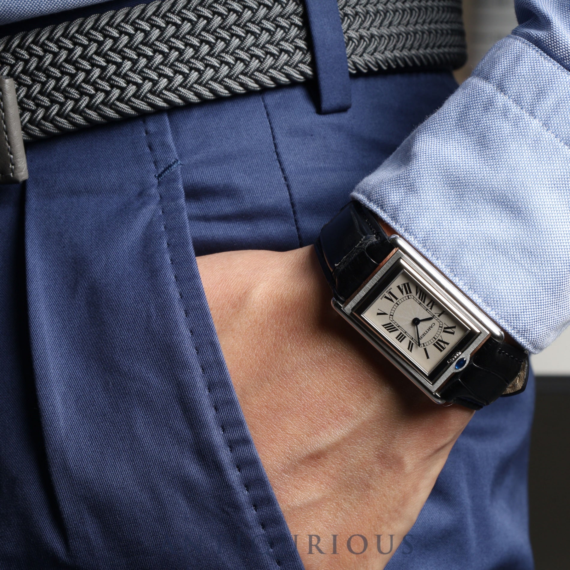 Cartier Tank Basculante LM W10X1358 / 2390 Manual winding SS Leather Genuine buckle (SS) Silver dial Box Complete service (full maintenance) completed at Cartier boutique