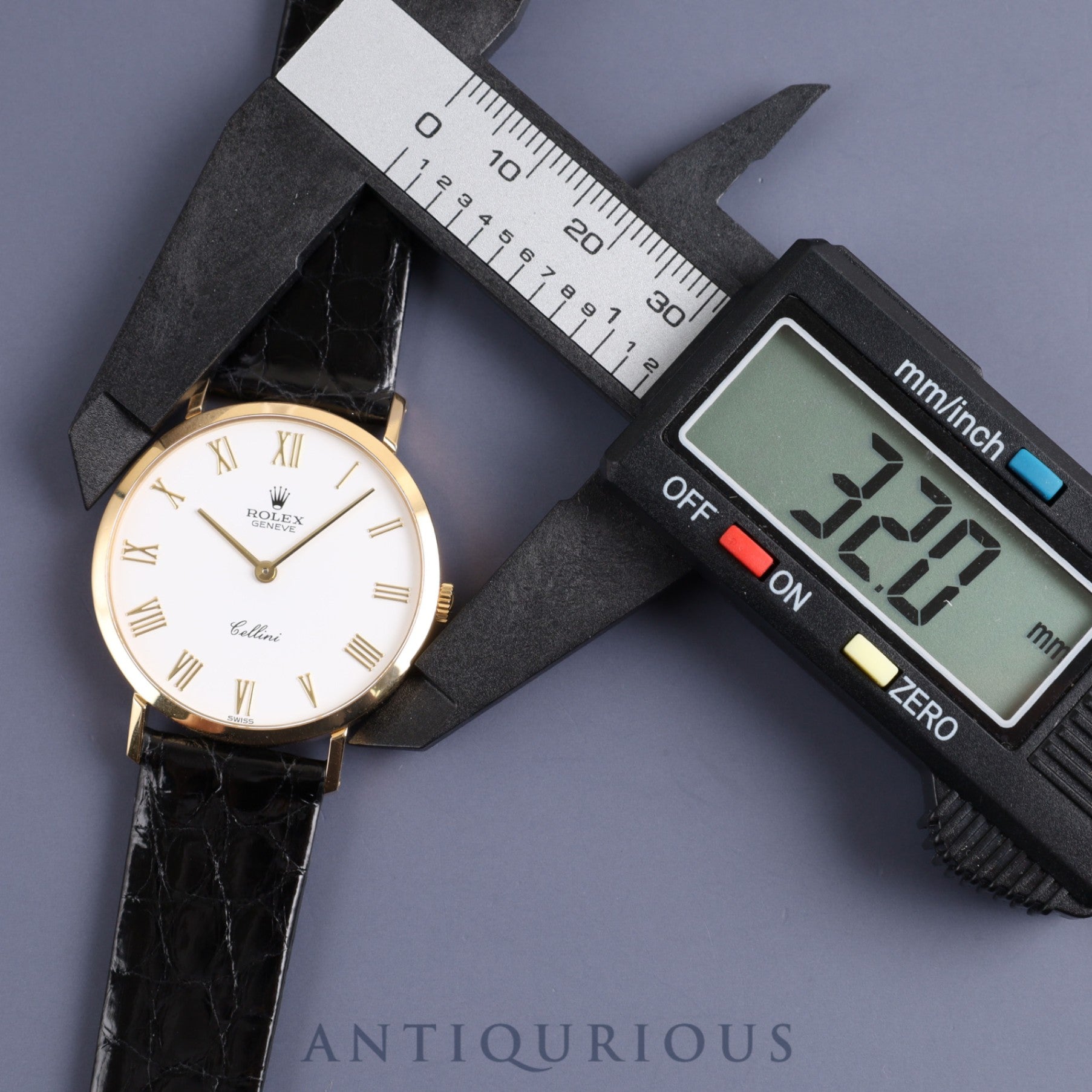 Rolex Cellini 4112 Manual winding Cal.1601 750YG Leather Genuine buckle (GP) White Roman dial 32mm N series (1991) Overhauled