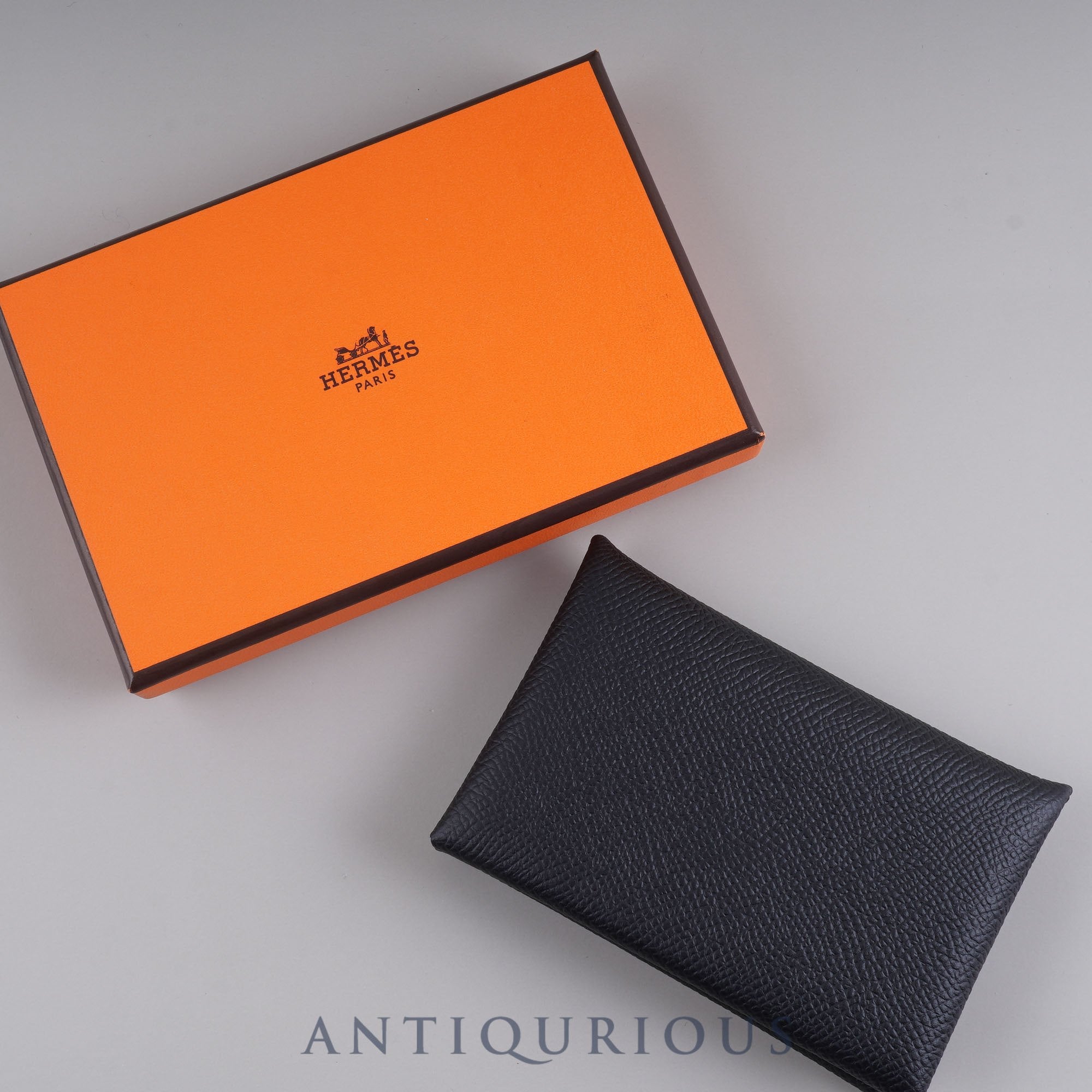 エルメス カルヴィ ヴォーエプソン ブラック カードケース 箱 W刻印  