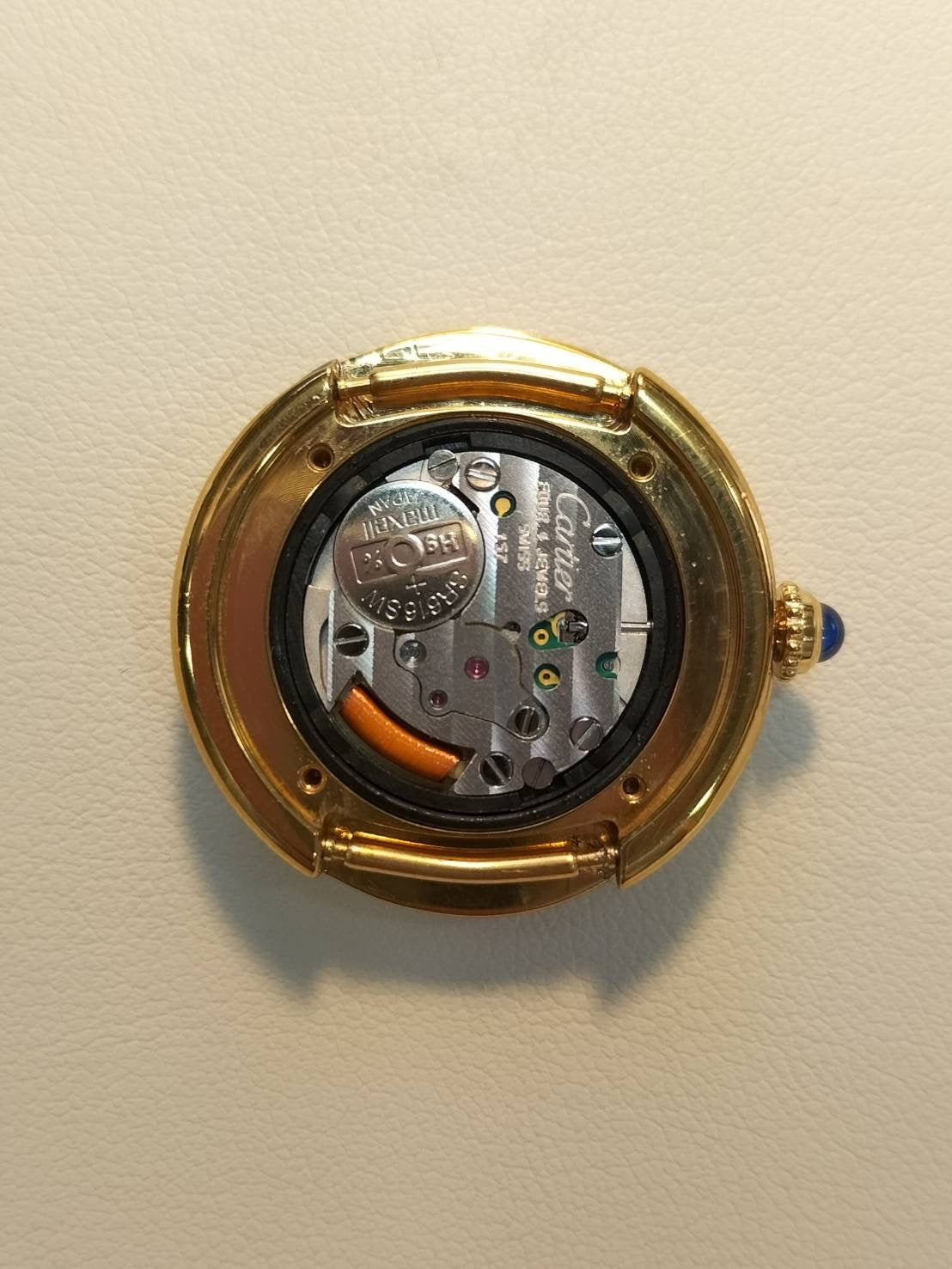 カルティエ マストトリニティ 2735 クォーツ Cal.157 SV925 革 純正Dバックル(GP)ホワイト飛びアラビア文字盤 オーバーホール済み