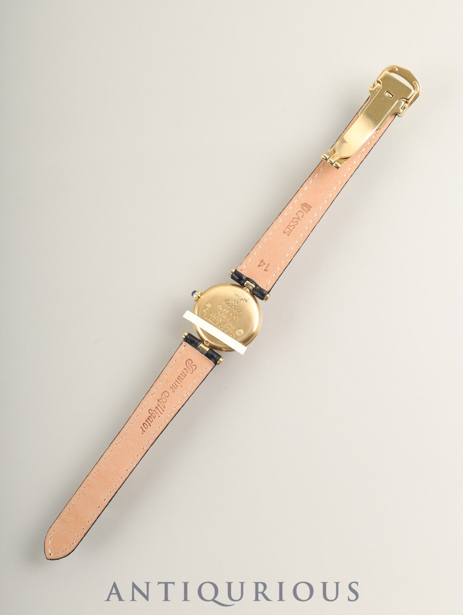 Cartier Must Vendôme VLC SM 1851 Quartz Caliber 90 SV925 Leather Watch with Genuine D-buckle and Opalescent Dial, Overhauled