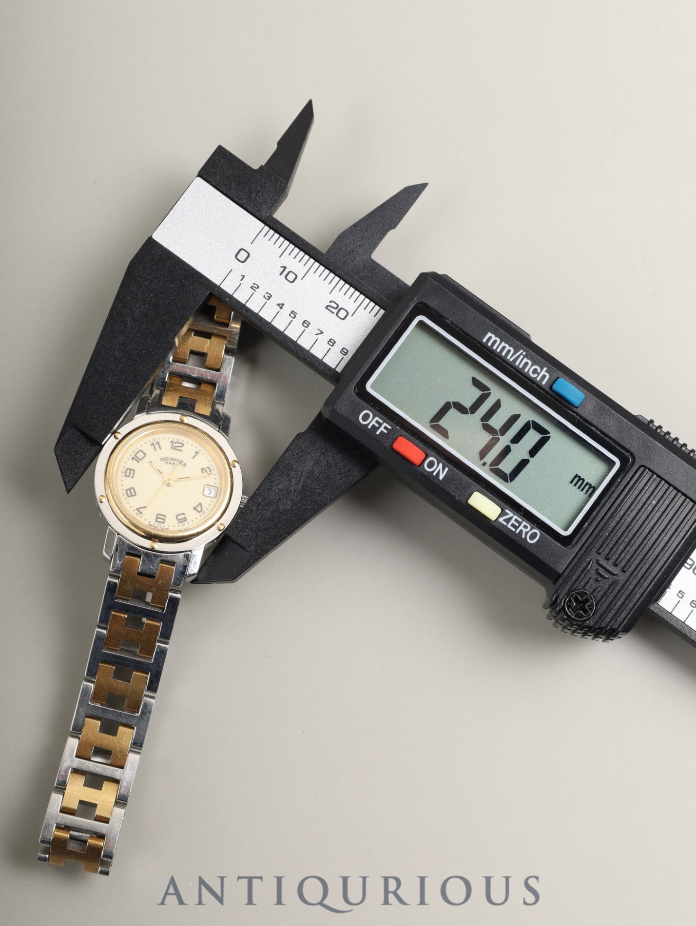 エルメス クリッパー CL4.220 クォーツ SS/GP SS/GP アイボリー文字盤 30mm 箱 冊子 保証書 ※オーバーホール済み