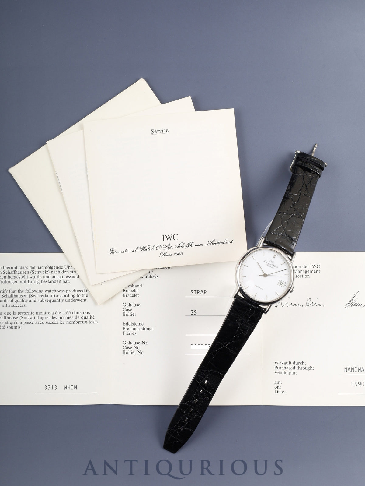 IWC ポートフィノ 3513 自動巻き Cal.37521 SS 純正革ベルト 純正尾錠(SS)ホワイト文字盤 冊子 保証書(1990年) オーバーホール済み アイダブリュシー