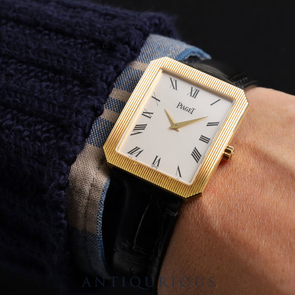 ピアジェ プロトコール 90154 手巻き Cal.9P2 750YG 革 純正尾錠(750YG)シルバー文字盤 保証書(個人名記載あり・1994年) 純正替えベルト オーバーホール済み