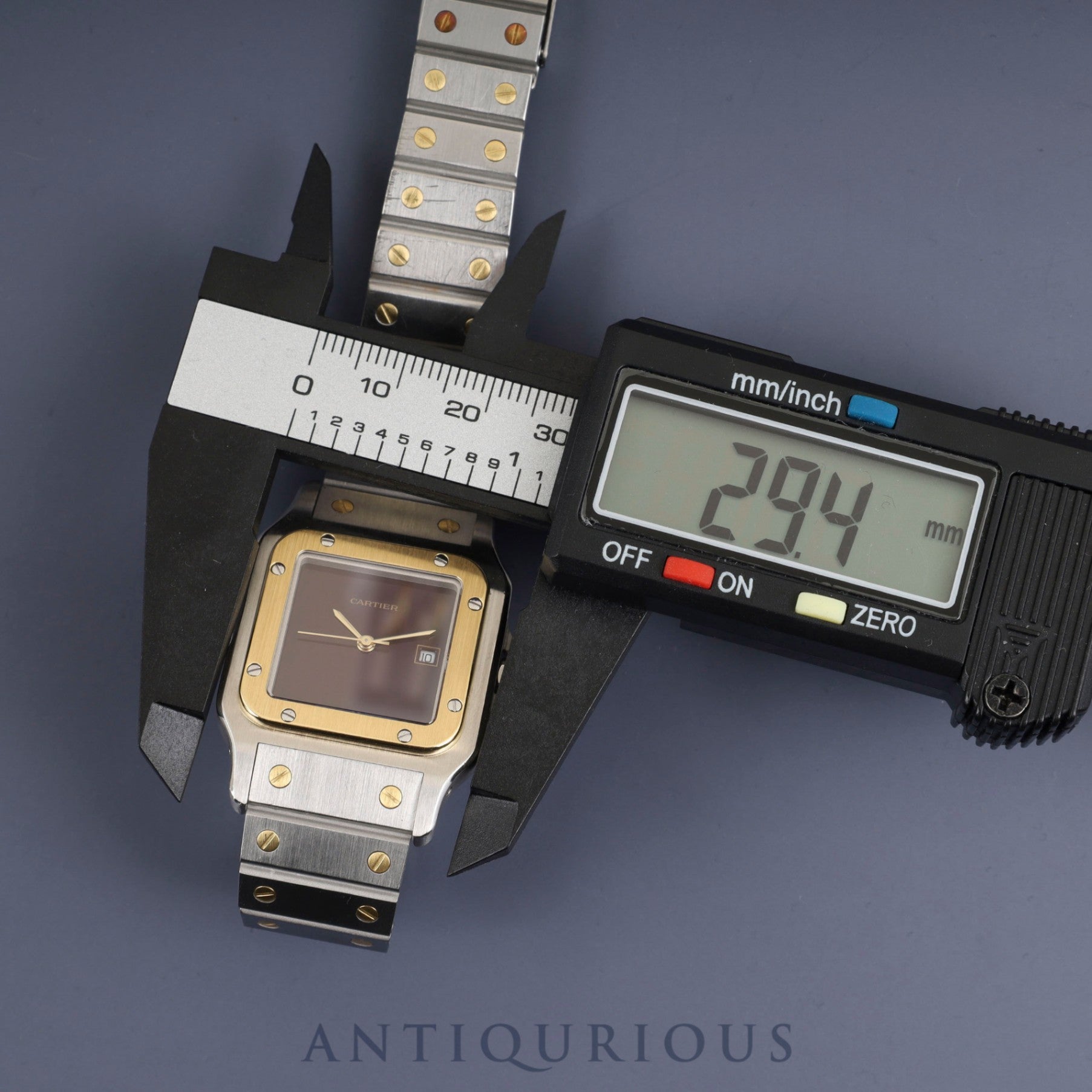 Cartier Santos Galbee LM 2961 Automatic, Stainless Steel/Yellow Gold, Garnet Dial, Bordeaux Dial, Completely Serviced (Full Maintenance) at a Cartier Boutique