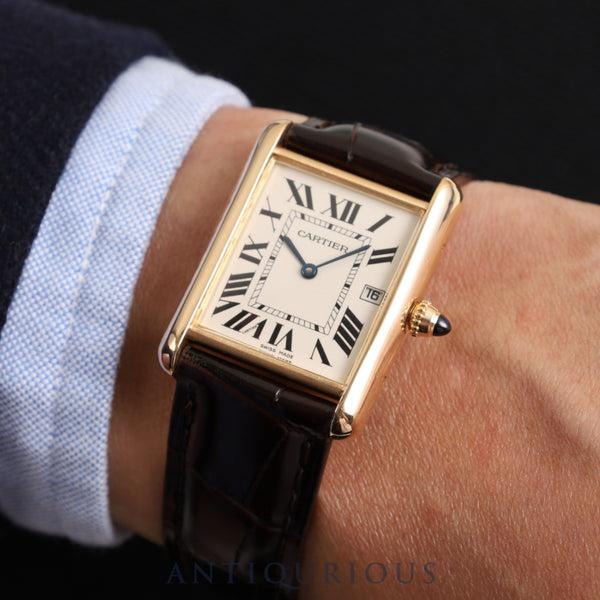 Cartier Tank Louis Cartier LM W1529756 / 2441 Quartz YG Genuine leather Genuine buckle (750) White dial Warranty card Maintenance completed