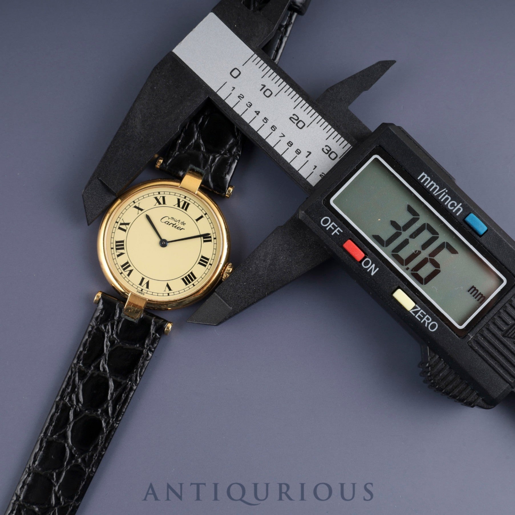 カルティエ マスト ヴァンドーム VLC LM 590003 クォーツ Cal.90 SV925 革 純正尾錠(GP) アイボリーローマン文字盤 オーバーホール済み