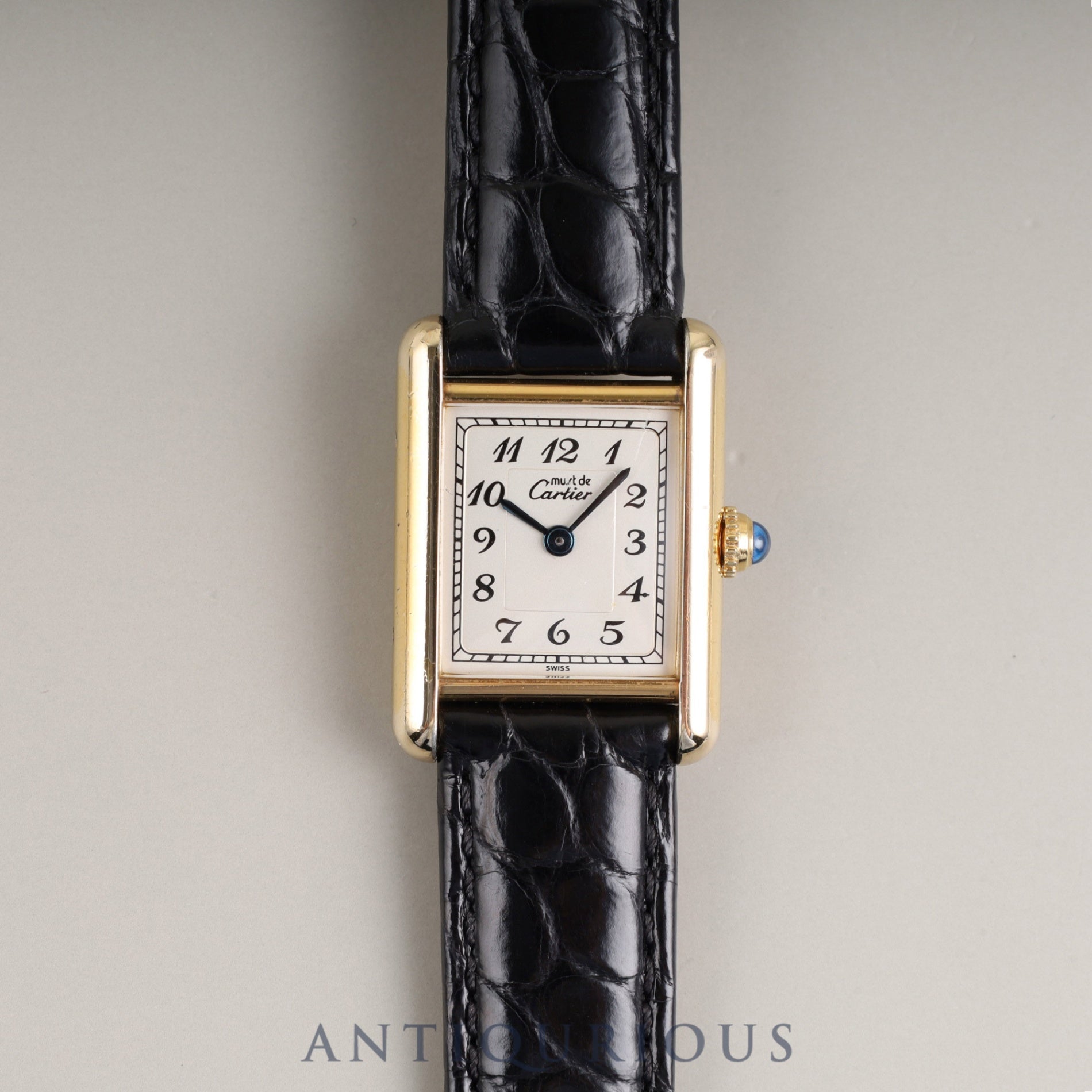 カルティエ マストタンク SM 5057001 クォーツ Cal.057 SV925 革 純正Dバックル(GP) アラビア文字盤 1982年頃~1995年頃 箱 保証書 オーバーホール済み