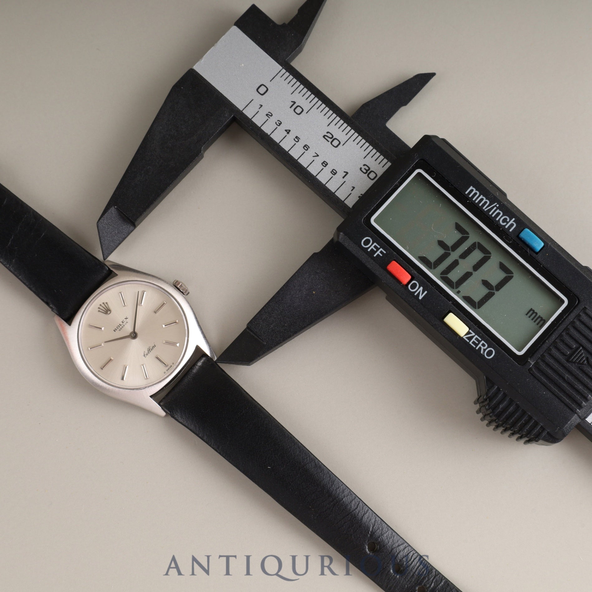 ロレックス チェリーニ 3800 手巻き Cal.1600 750 純正革ベルト 純正尾錠(SS) シルバー文字盤 箱 保証書(1971年) タグ オーバーホール済み