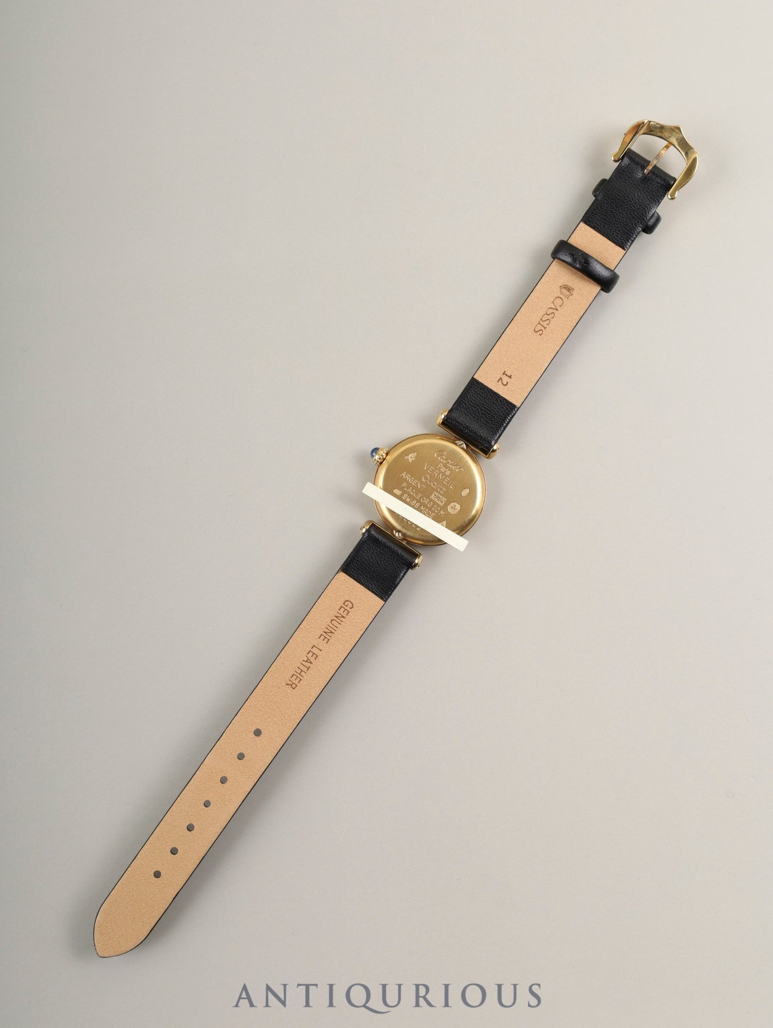 Cartier Must Colisee 590002 Quartz Caliber 90 SV925 Leather Strap with Genuine GP Buckle, Ivory Dial, Overhauled