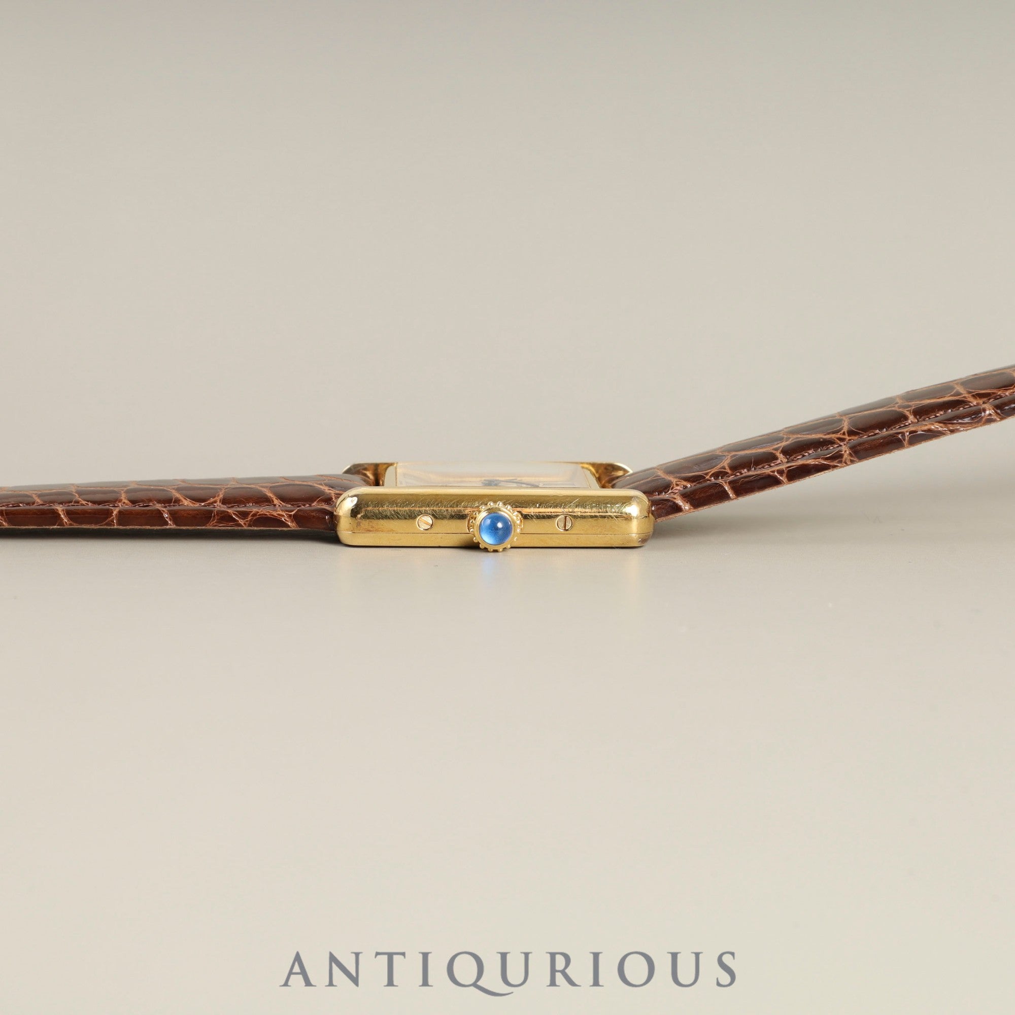 Cartier Must Tank SM 5057001 Quartz Cal.057 SV925 Leather Genuine D-buckle (GP) Opalan dial Overhauled