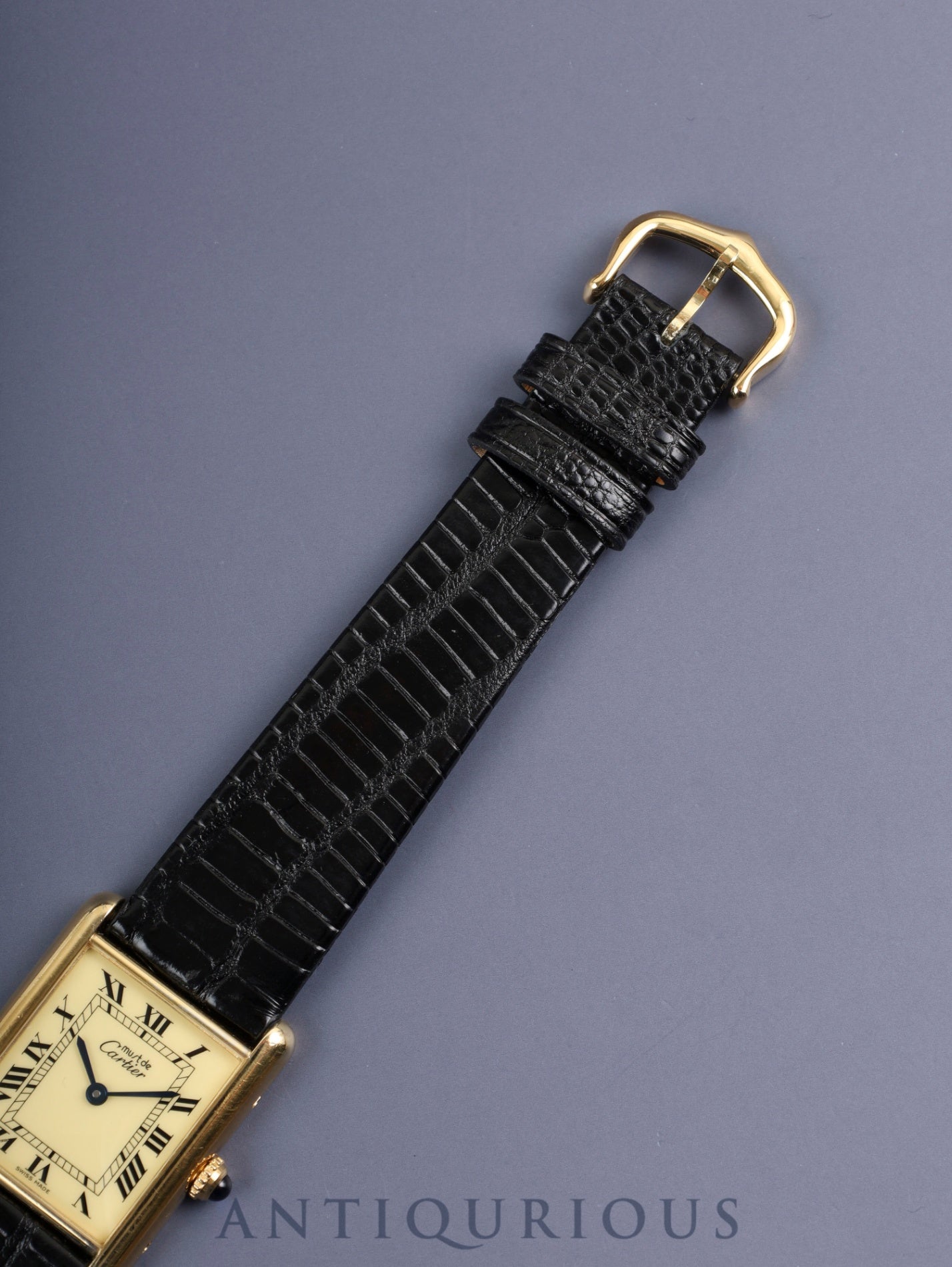 カルティエ マストタンク LM 590005 クォーツ Cal.- SV925 革 純正尾錠(GP) アイボリーローマン文字盤(SWISS MADE表記)カルティエブティックにてコンプリートサービス済み