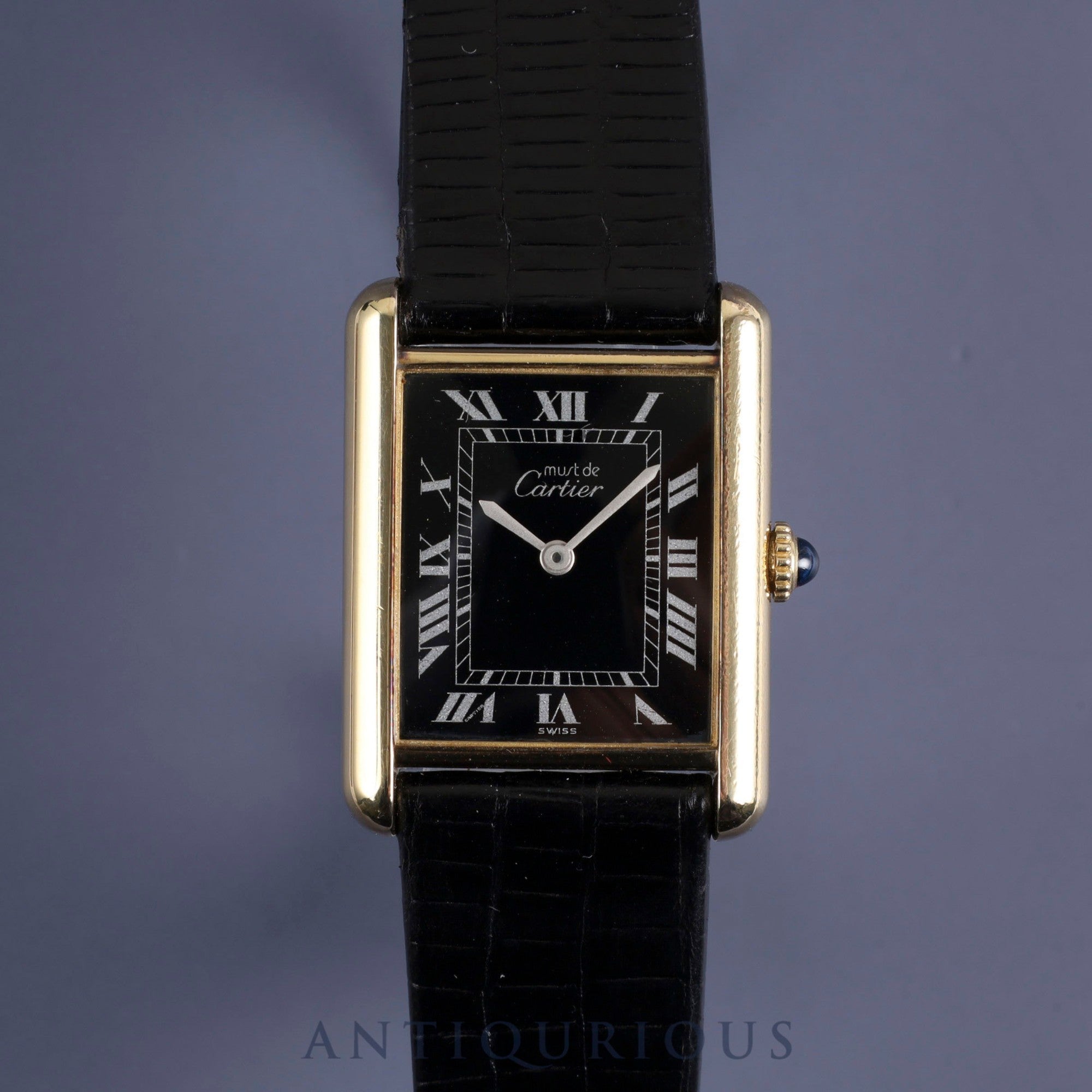 Cartier Must Tank LM 81974913 Manual winding Cal.78-1 Leather Genuine buckle (GP) Black Roman dial Warranty (no date) Overhauled