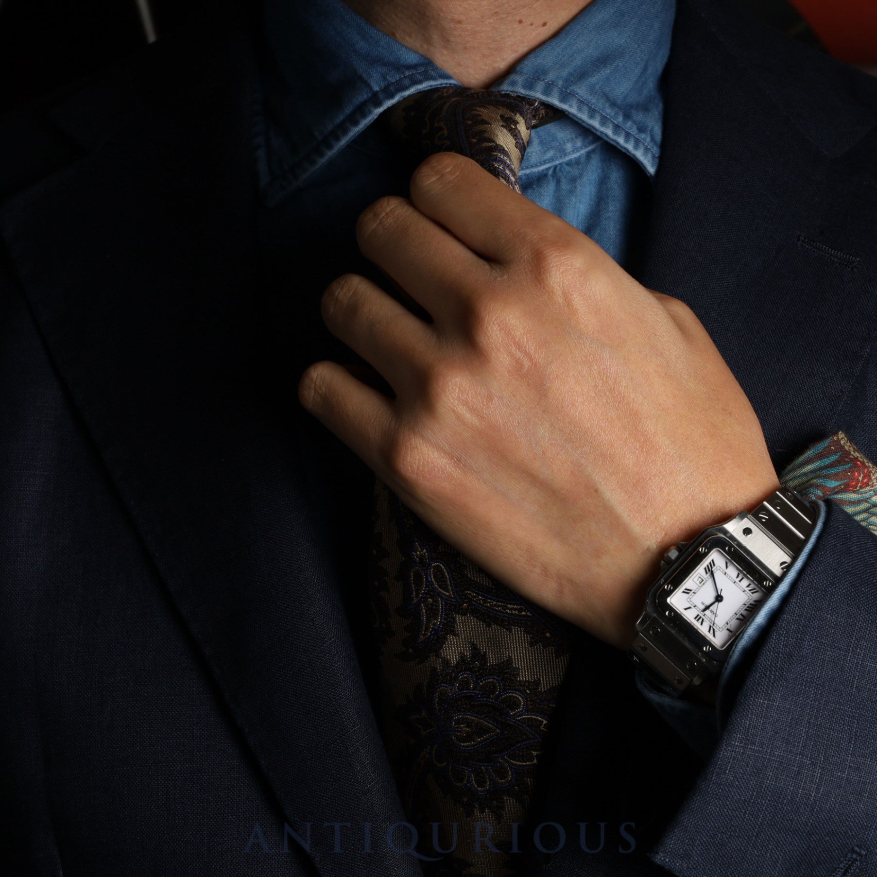 カルティエ サントス ガルベ LM 2960 自動巻き SS SS ホワイトローマン文字盤 カルティエブティックにてコンプリートサービス済み