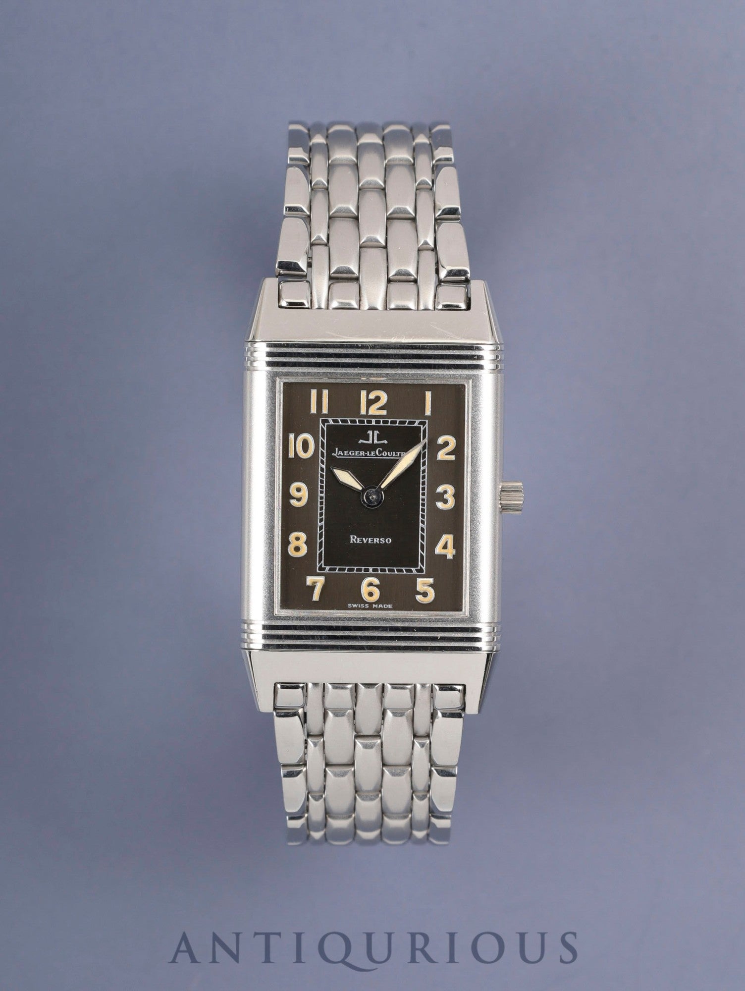 Jaeger-LeCoultre Reverso Classic Shadow 251.8.86 / 251.880.864 Manual Winding Caliber 846/1 Stainless Steel Gray Dial Warranty Booklet Overhauled *Case Back Engraving