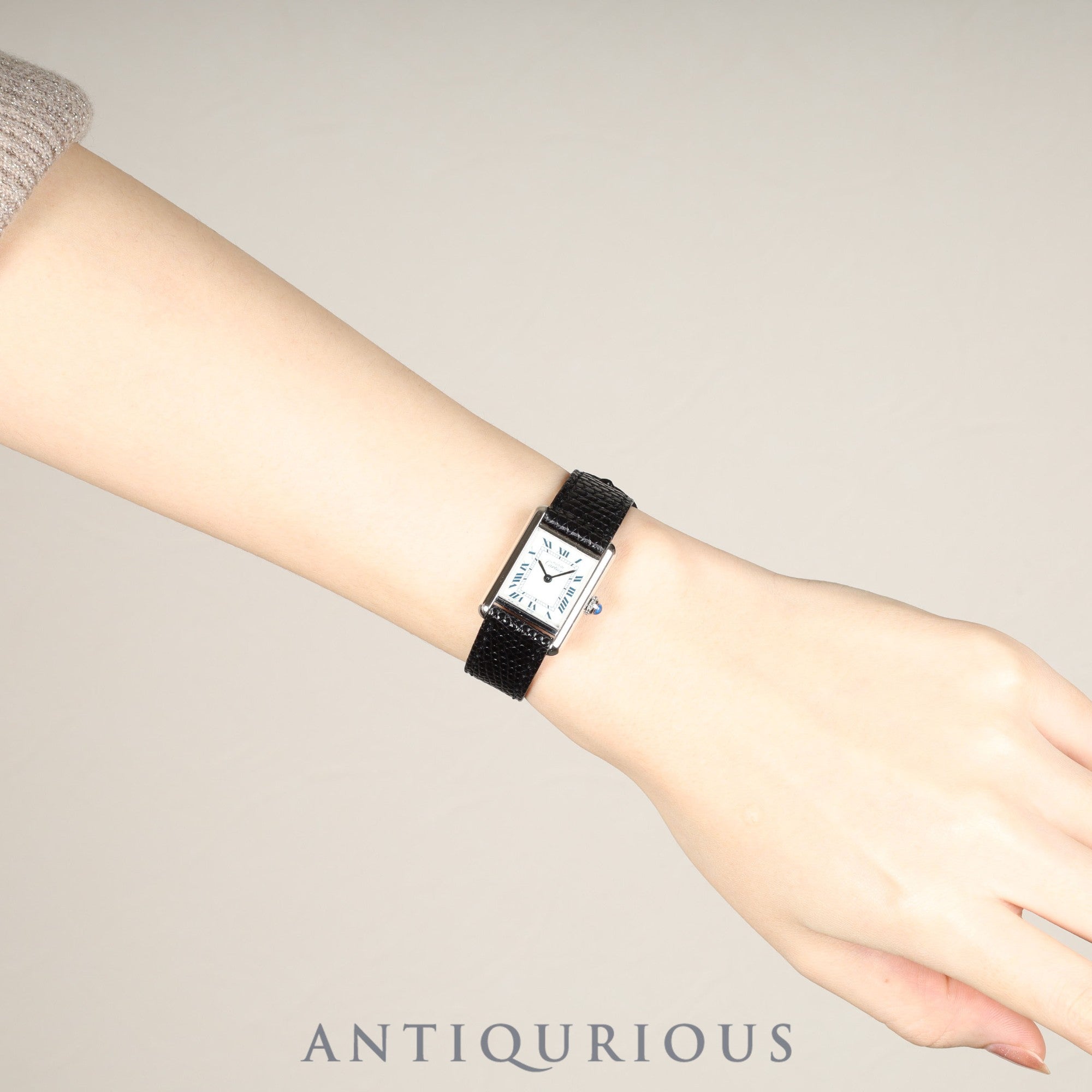 Cartier Must Tank SM 6057002 Quartz Caliber 057 SV925 Leather Strap with Genuine Stainless Steel Buckle, White Roman Dial (SWISS Marking), Overhauled and Finished to Look Like New