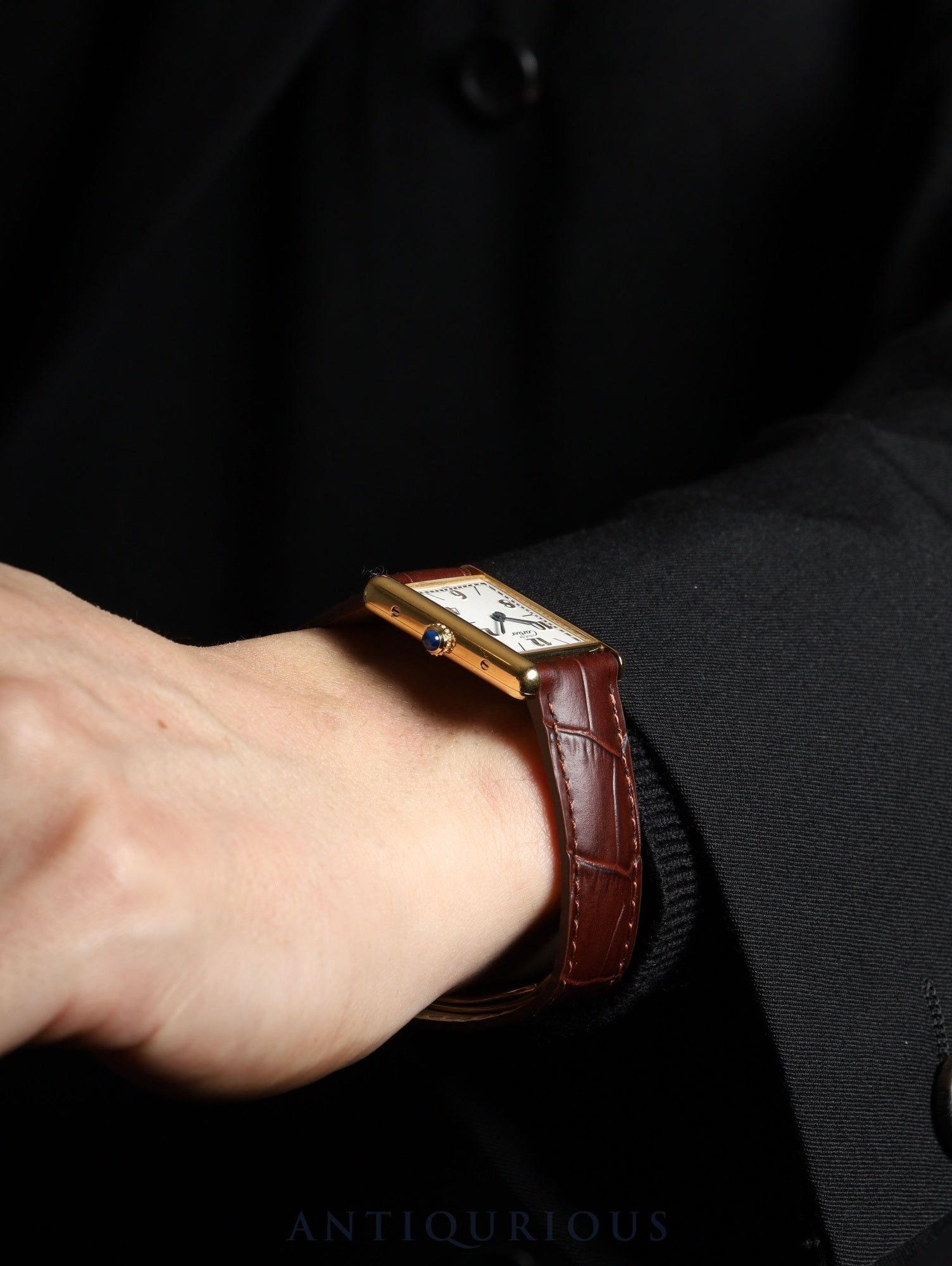 カルティエ マストタンク LM 590005 クォーツ Cal.690 SV925 革 純正Dバックル(GP) 飛びアラビアCC文字盤(SWISS表記) オーバーホール済み