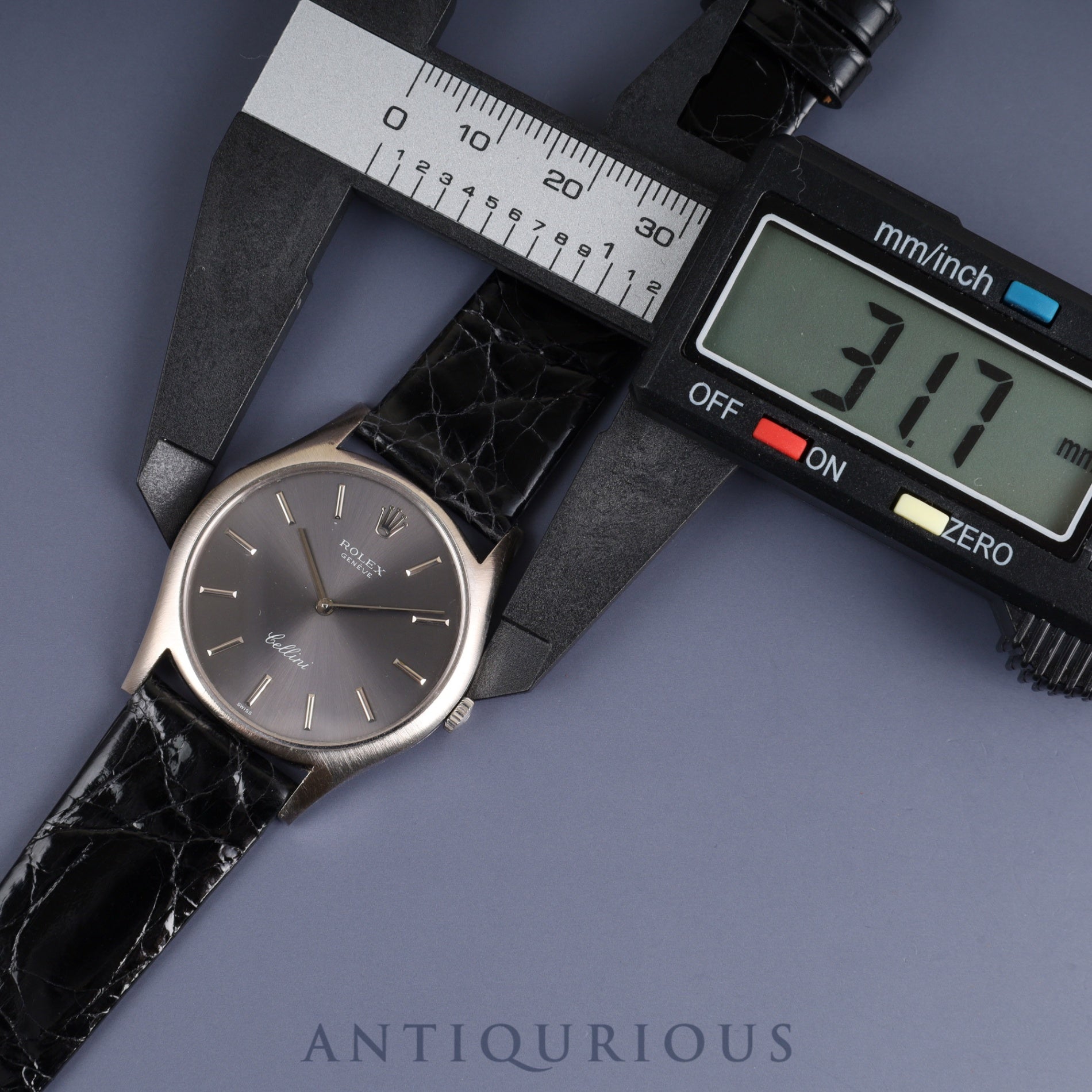 Rolex Cellini 3804 Manual winding Cal.1600 750 Leather Genuine buckle (SS) Grey dial 30 series (1970) Genuine replacement belt Overhauled