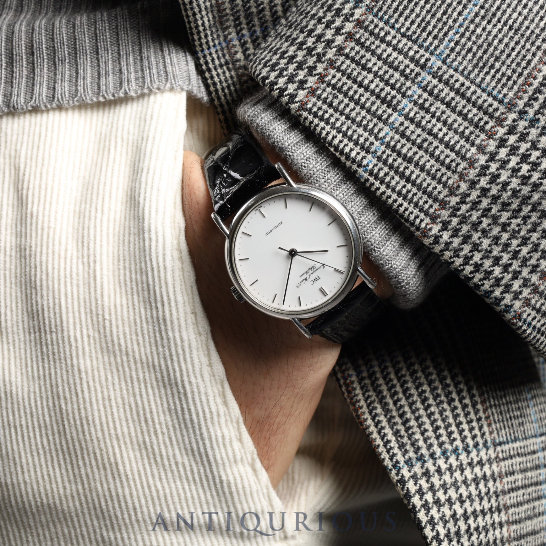 IWC ポートフィノ IW351403 自動巻き SS 革 社外尾錠(SS)ホワイト文字盤 オーバーホール済み アイダブリュシー