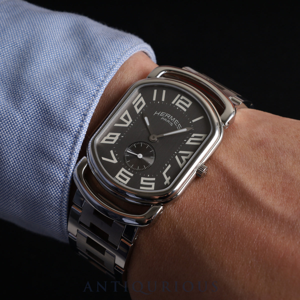 Hermes Rally RA1.810 Quartz Cal.980.163 SS SS Gray Dial Box Warranty (2009) Overhauled