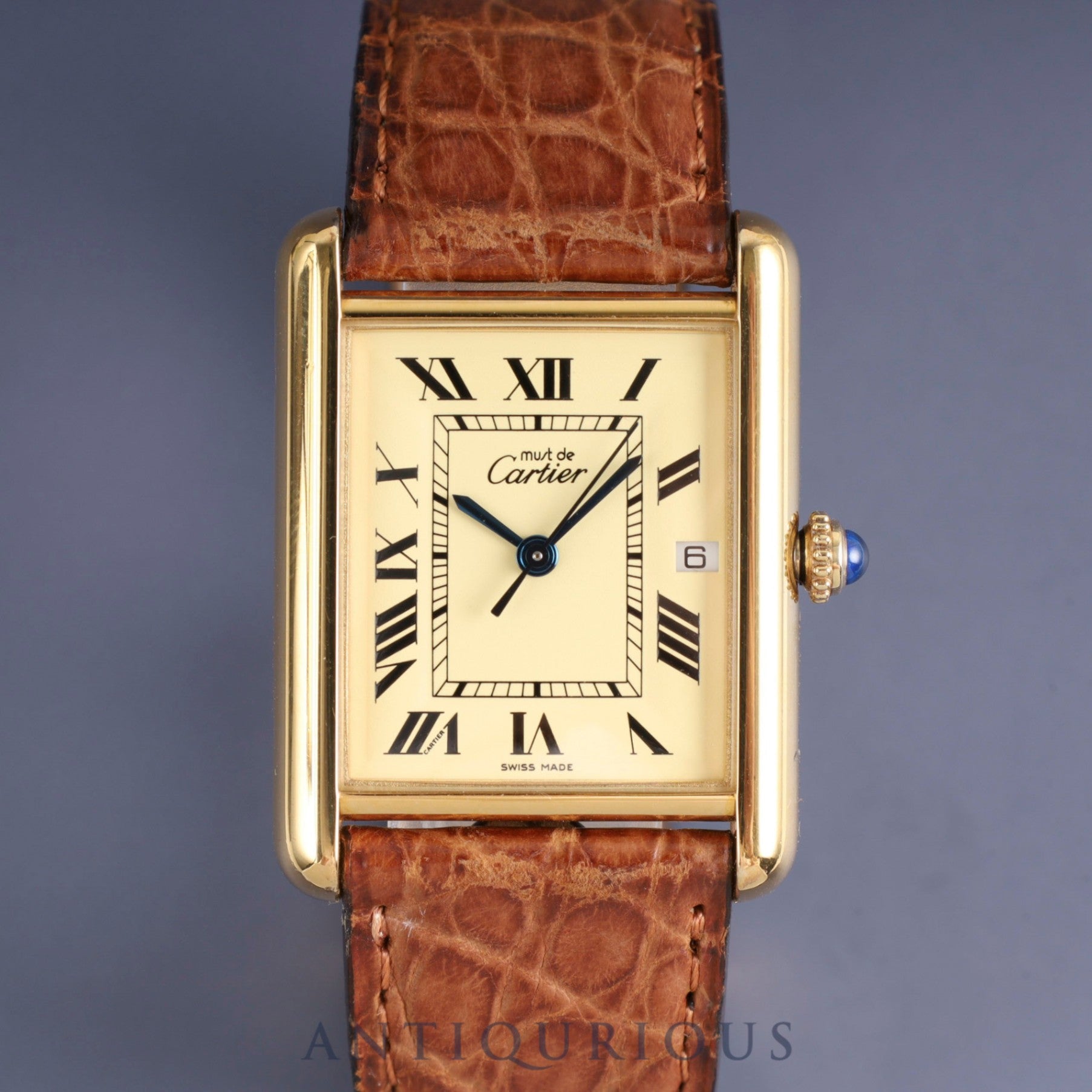 カルティエ マストタンク GM(XL)W1017454 / 2413 クォーツ Cal.687 SV925 純正革ベルト 純正Dバックル(GP)アイボリーローマン文字盤 1999年頃~2003年頃 オーバーホール済み