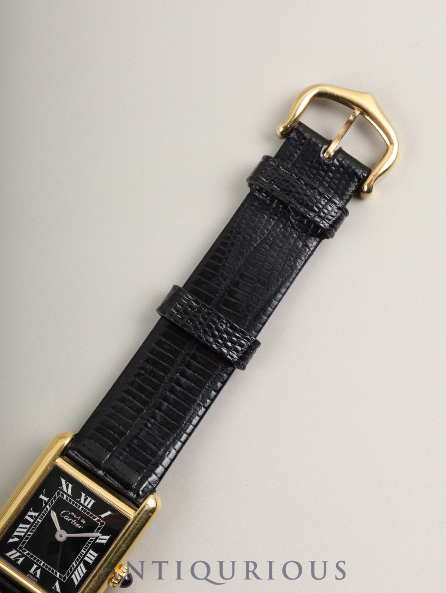 カルティエ マストタンク SM 手巻き SV925 Cal.2512-1 革 純正尾錠(GP) ブラックローマン文字盤(SWISS表記)箱 純正革ベルト オーバーホール済み 新品仕上げ済み