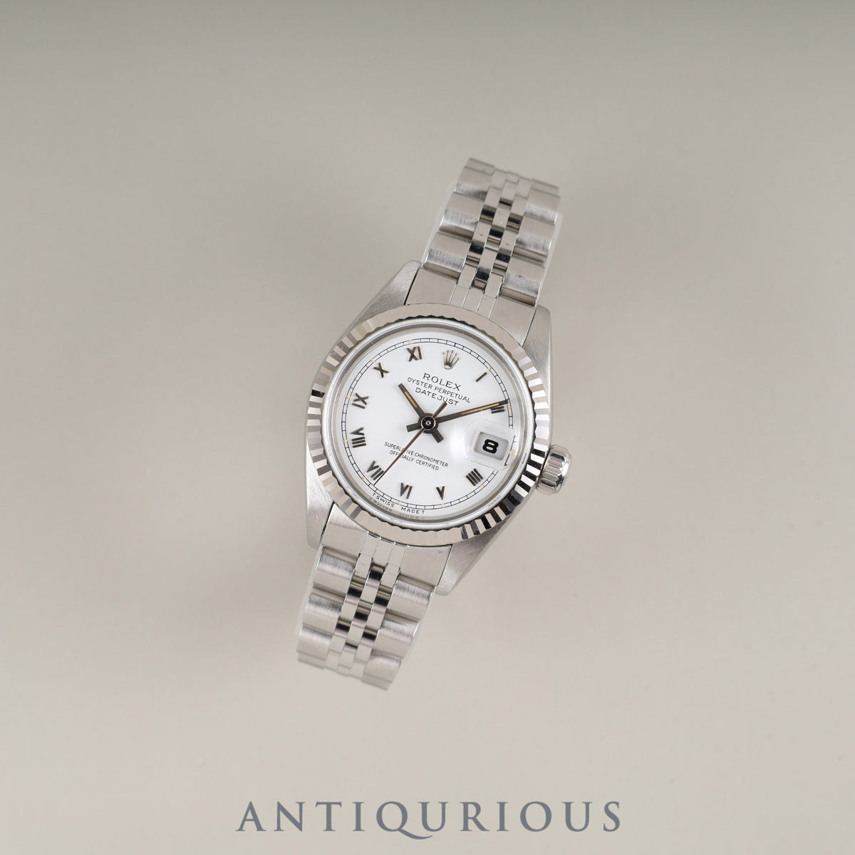 Rolex Lady-Datejust 69174 Automatic Caliber 2135 Stainless Steel/White Gold Stainless Steel White Roman Dial No. 9 (1985) Overhauled