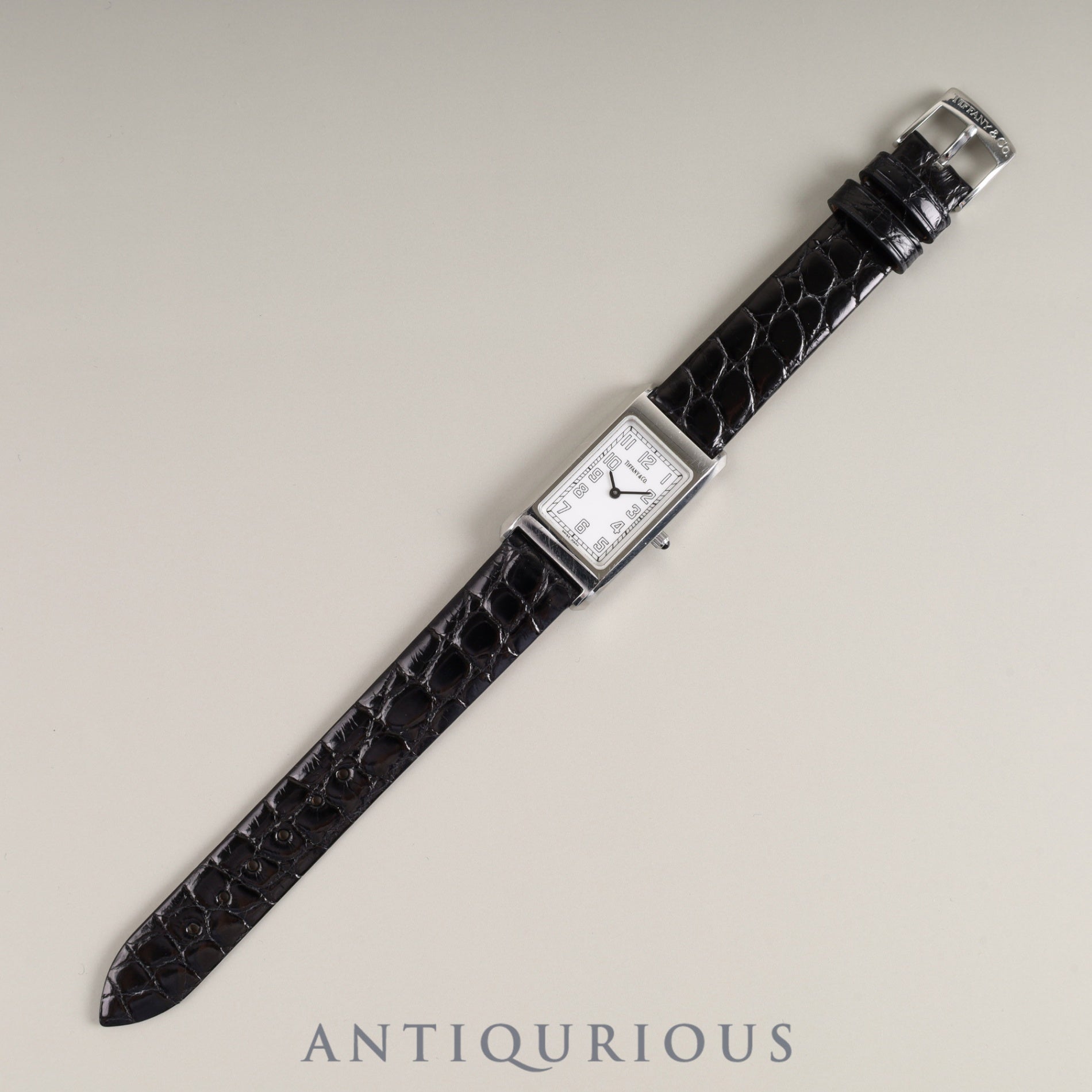 ティファニー クラシックスクエア レクタンギュラー クォーツ Cal.901.001 SS 革 純正尾錠(SS) ホワイトアラビア文字盤 オーバーホール済み