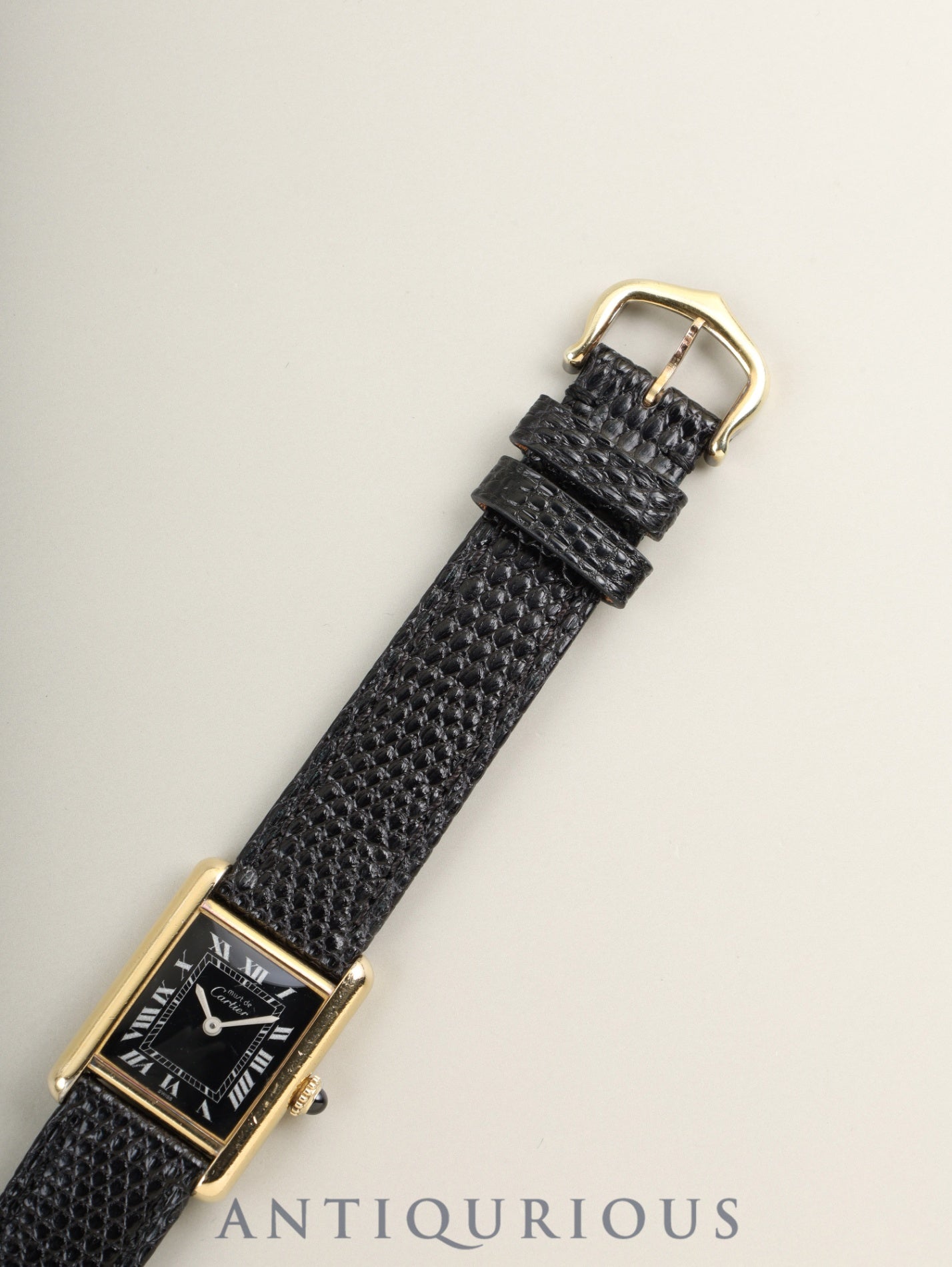 カルティエ マストタンク SM 手巻き Cal.78-1 SV925 革 純正ピンバックル(GP)ブラックローマン文字盤(SWISS表記 )オーバーホール済み