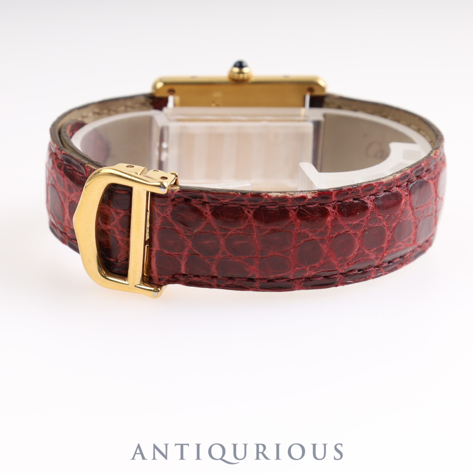 Cartier Must Tank LM QZ 1615 SV925 Leather Genuine Buckle (GP) Ivory Roman Dial Mid 1980s - Circa 1994