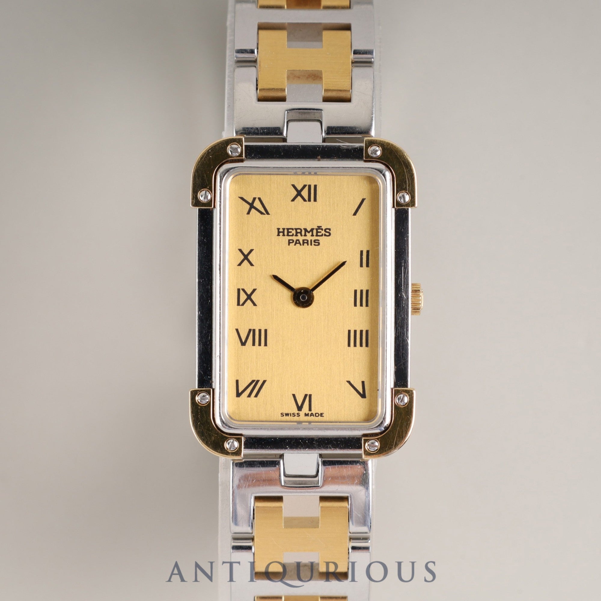 エルメス クロアジュール CR1.240 クォーツ Cal.976.001 SS/GP SS/GP ゴールド文字盤 オーバーホール済み