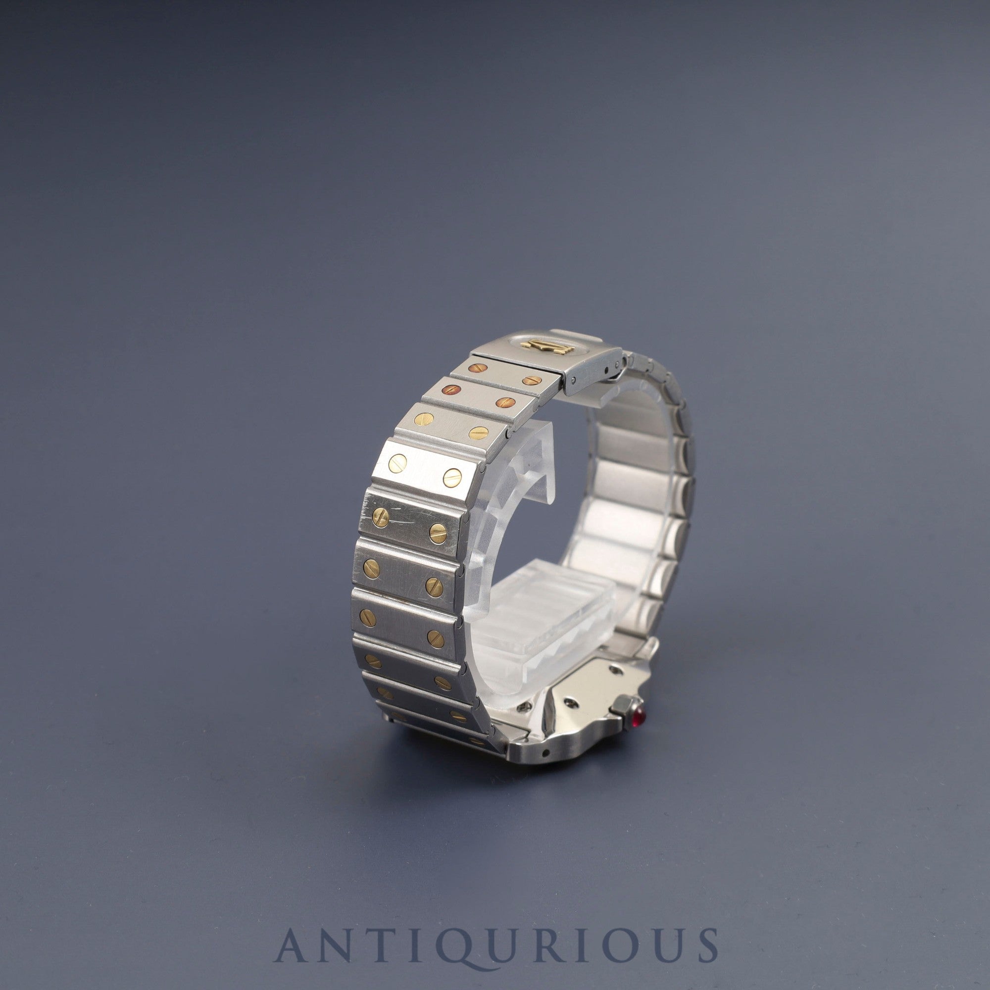 Cartier Santos Galbee LM 2961 Automatic, Stainless Steel/Yellow Gold, Garnet Dial, Bordeaux Dial, Completely Serviced (Full Maintenance) at a Cartier Boutique