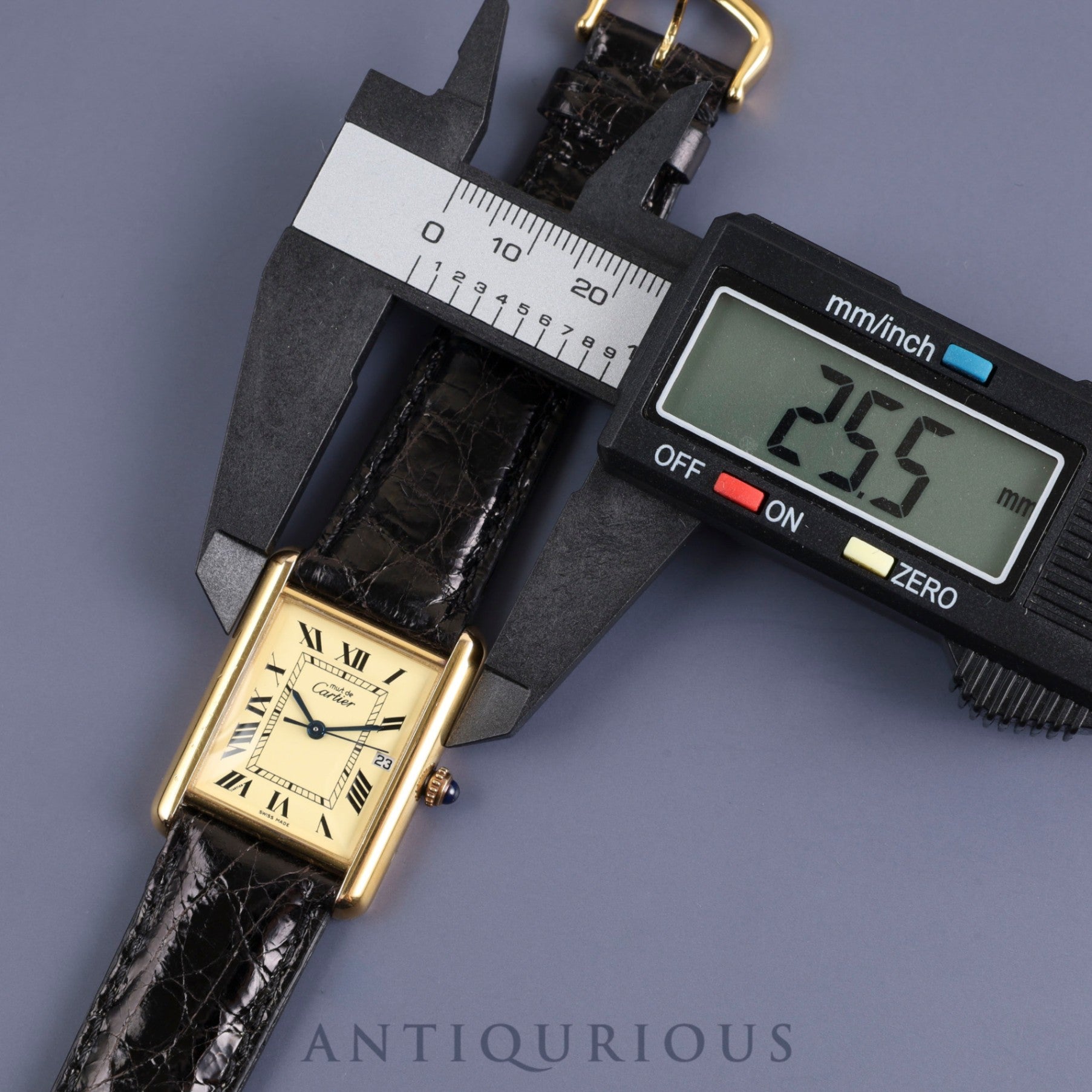Cartier Must Tank GM (XL) W1017454 / 2413 Quartz Cal.687 925 Leather Ivory Roman Dial Circa 1990-2004 Box Overhauled
