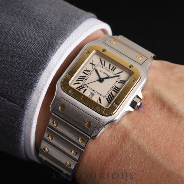 カルティエ サントス ガルベ LM W20011C4/1566 クォーツ Cal.687 SS/YG SS/YG アイボリーローマン文字盤 オーバーホール済み