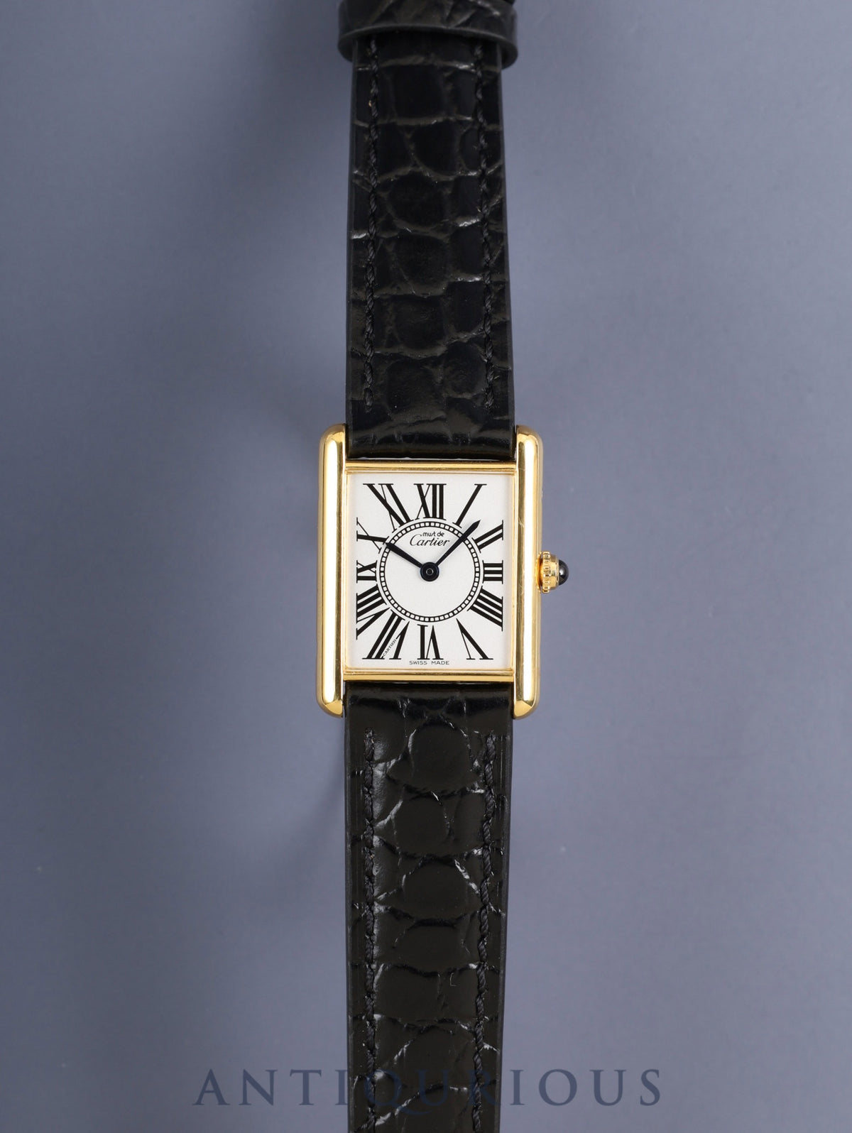 Cartier Must Tank LM 590005 Quartz SV925 Leather Original Pin Buckle (GP) Opaline Dial (SWISS MADE) Polished, Complete Service at Cartier Boutique
