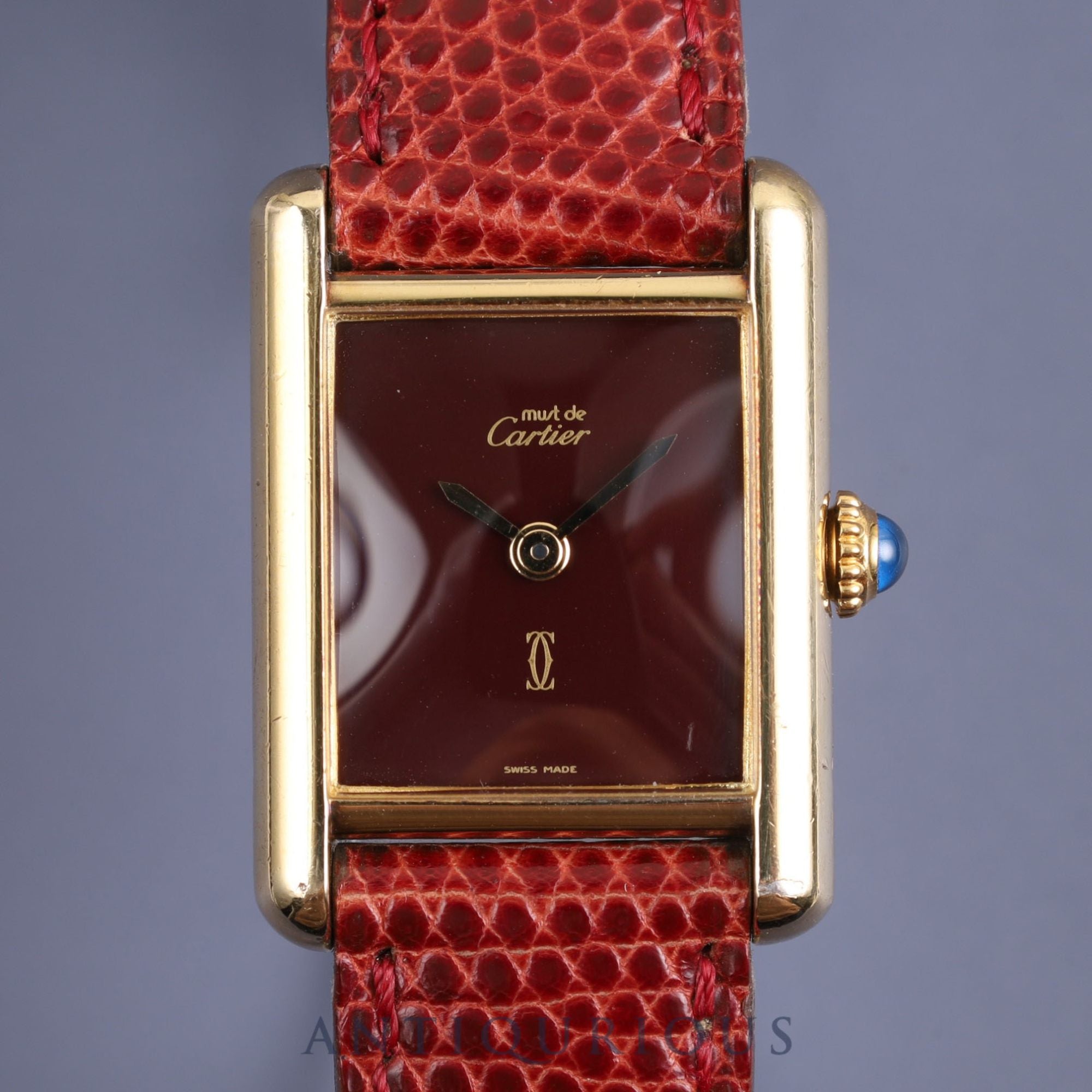 Cartier Must Tank SM Manual winding Cal.78-1 SV925 Genuine leather strap Genuine buckle (GP) Bordeaux dial 1976-early 1980s Overhauled
