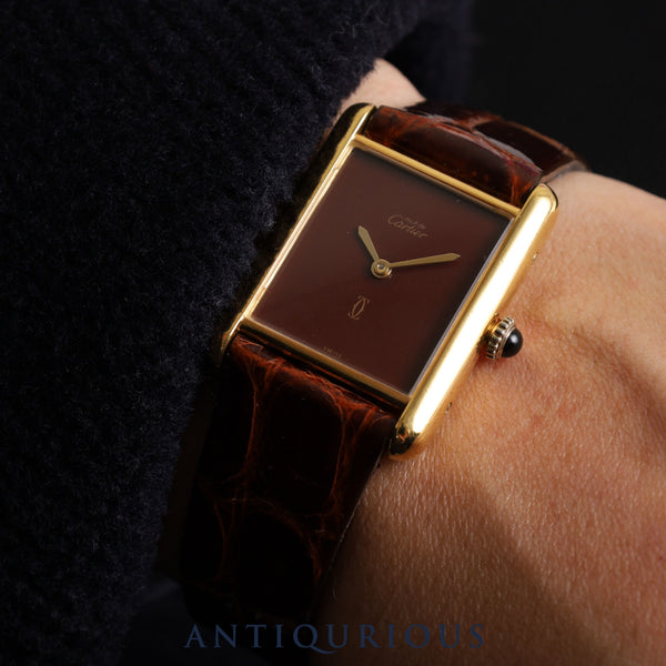 Cartier Must Tank LM Manual winding SV925 Leather Genuine buckle (GP) Bordeaux dial Overhauled