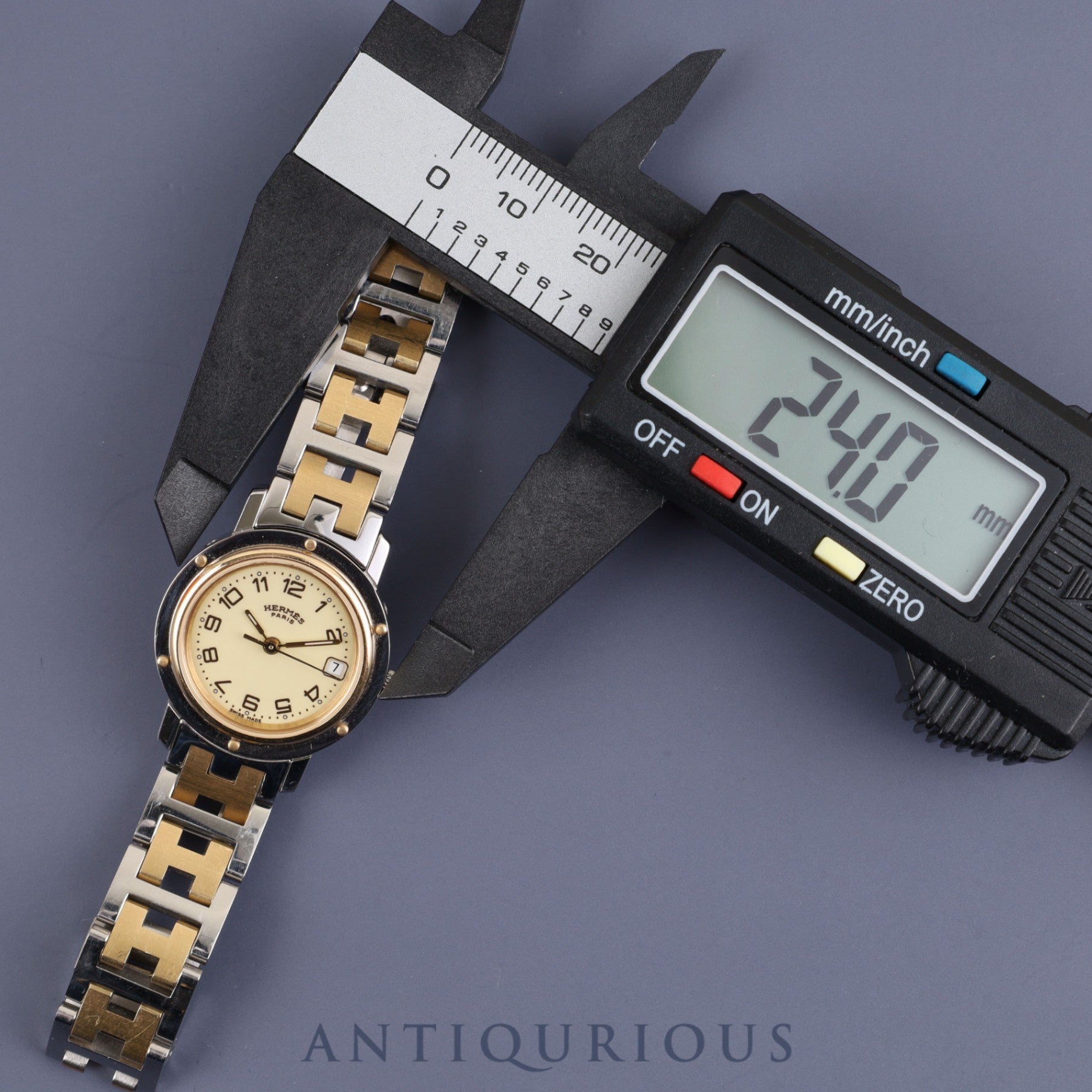 エルメス クリッパー CL4.220 クォーツ SS / YG シャンパンアラビア文字盤 箱 保証書(無記名)コマ2 オーバーホール済み