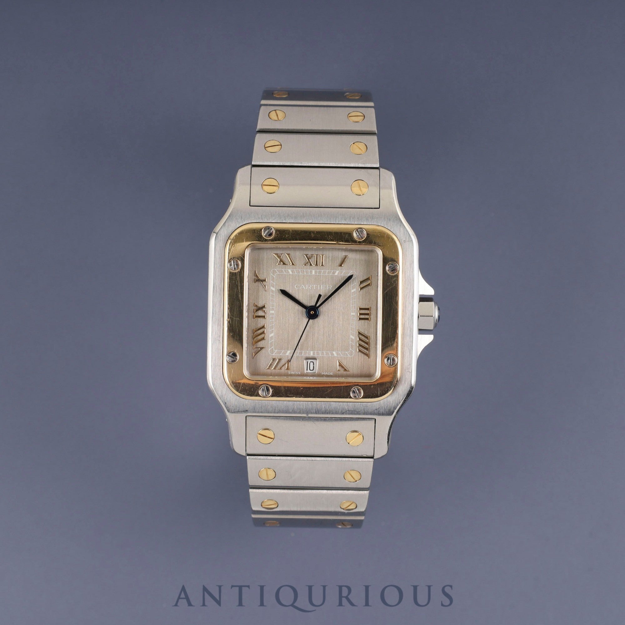 Cartier Santos Galbee LM W20030C4 / 1566 Quartz Cal.87 Stainless Steel/Yellow Gold with Gray Dial, Overhauled