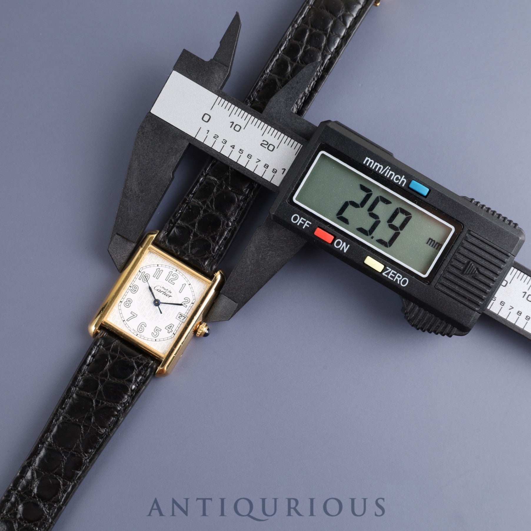 Cartier Must Tank GM (XL) 2413 Quartz Caliber 87 SV925 with Genuine Leather Strap and Genuine D-Buckle (GP). Telephone Arabic Dial. Overhauled and Finished to Look Like New.