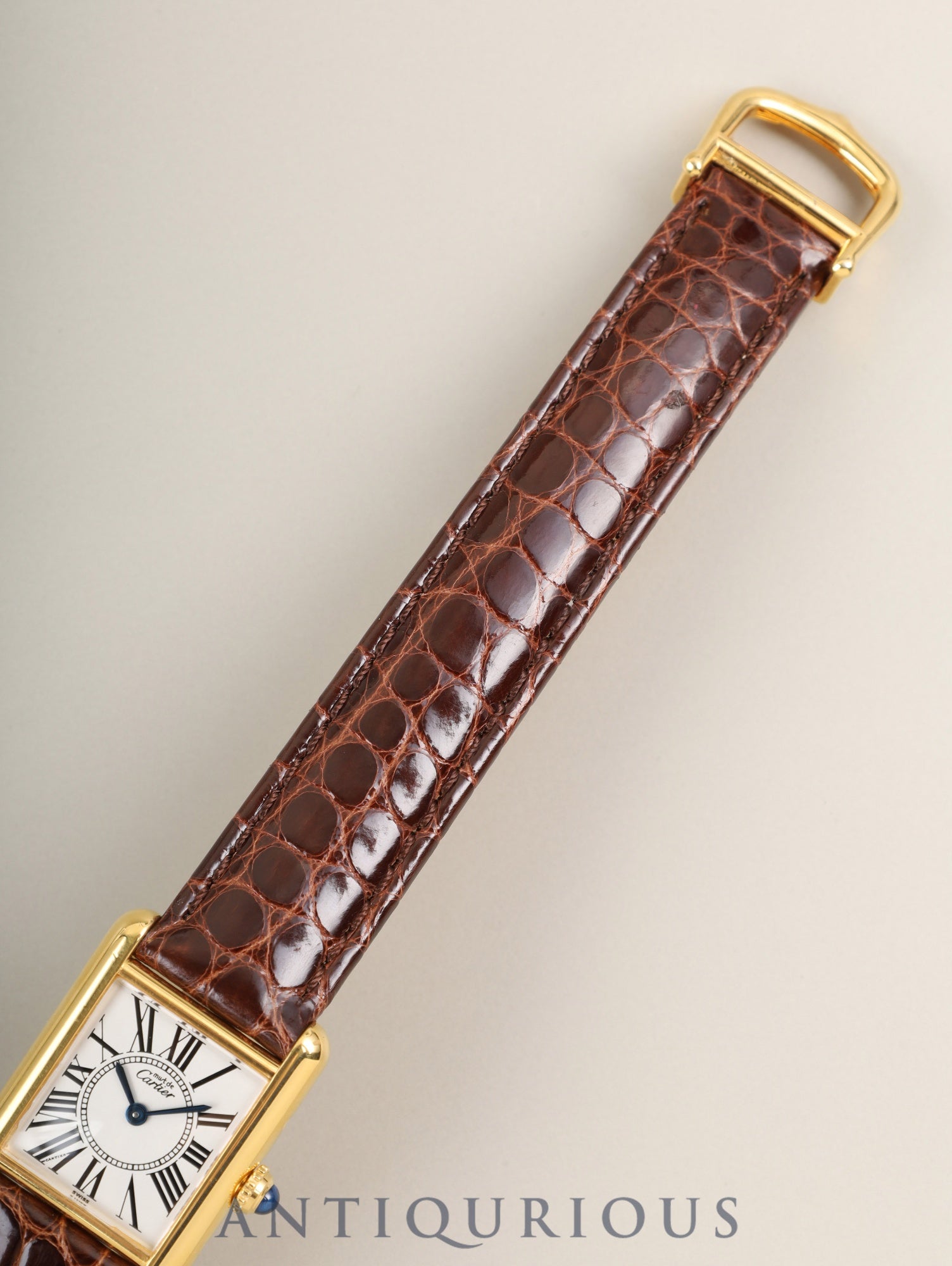 Cartier Must Tank SM 5057001 Quartz SV925 Leather Genuine D-Buckle (GP) Oparan Dial (SWISS marking) Polished, Complete Service by Cartier Boutique