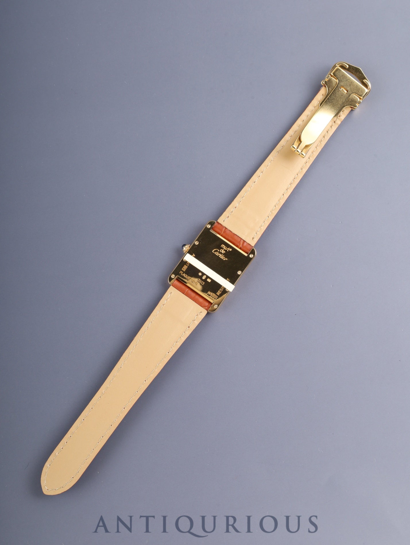 Cartier Must Tank GM (XL) W1017454 / 2413 Quartz Cal.687 SV925 Leather Genuine Deployant Buckle (GP) Ivory Roman Dial (SWISS MADE) with Genuine Leather Strap, Overhauled