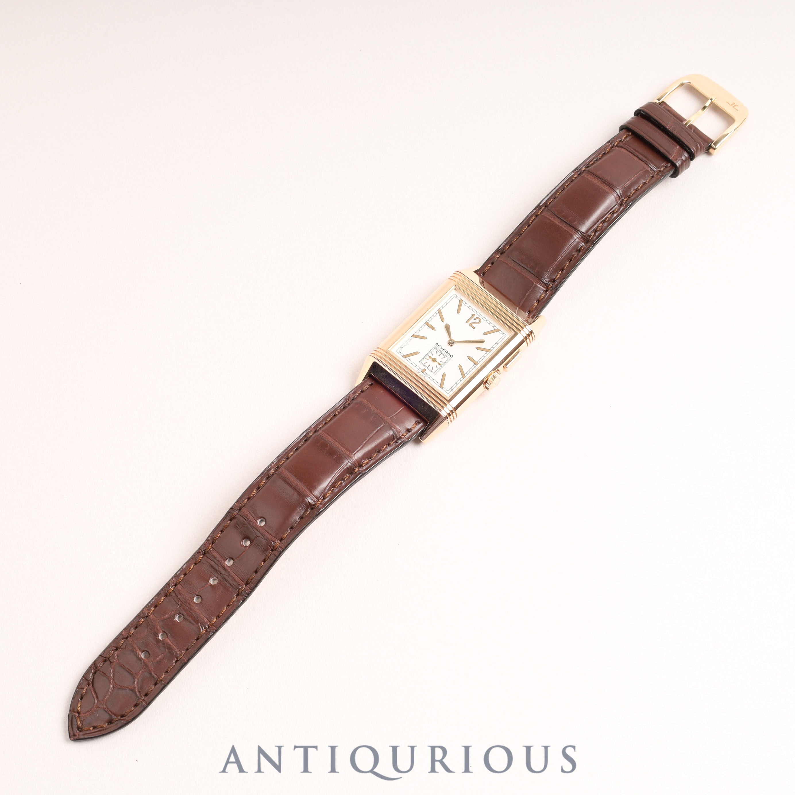 ジャガー・ルクルト グランドレベルソウルトラスリムデュオ 278.2.54/Q3782520 手巻き Cal.854 PG 革 純正尾錠(750)シルバー/ブラック文字盤 箱 保証書 (2017年)