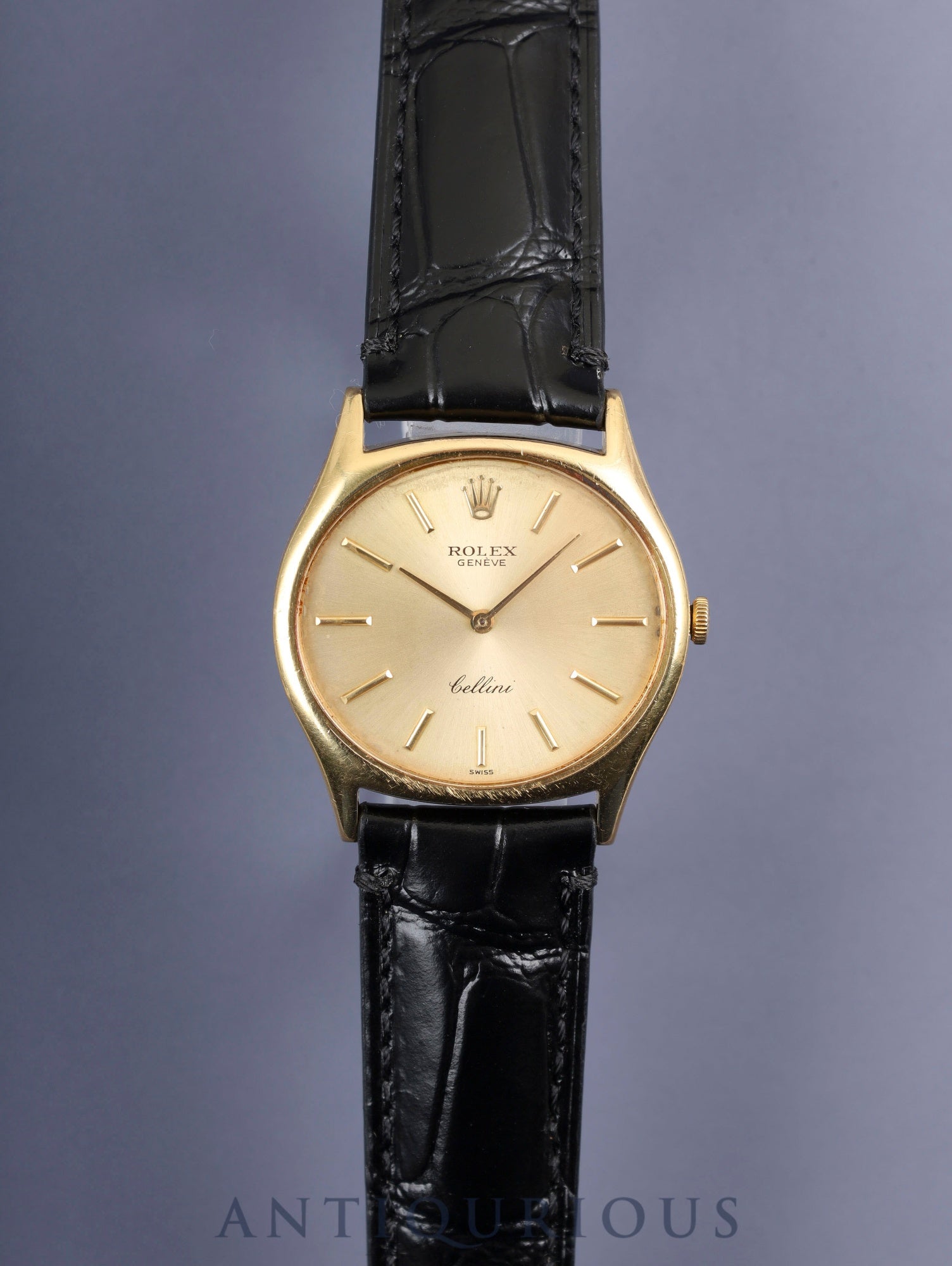 ロレックス チェリーニ 3809 手巻き Cal.1600 750YG 革 純正尾錠(GP) シャンパン文字盤 30番台(1970年)オーバーホール済み